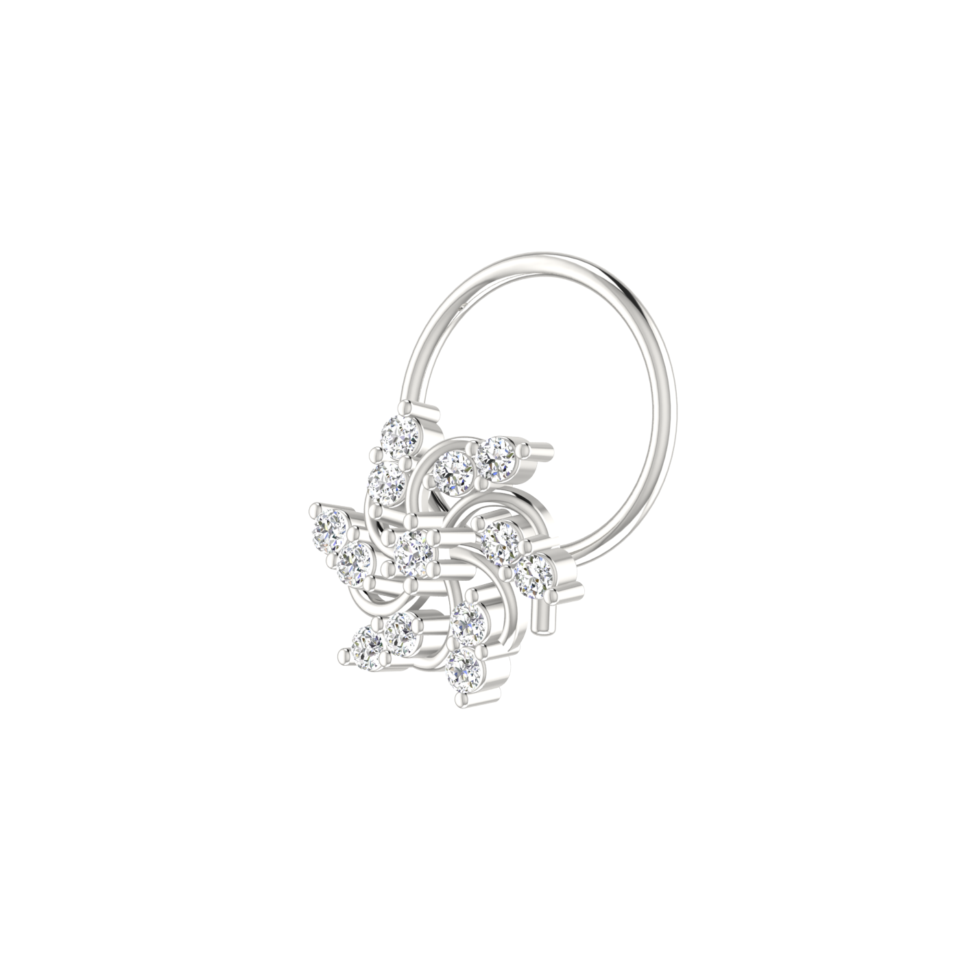 14K Gold Celestial Swirl 0.09ct Lab Grown Diamond Nose Pin