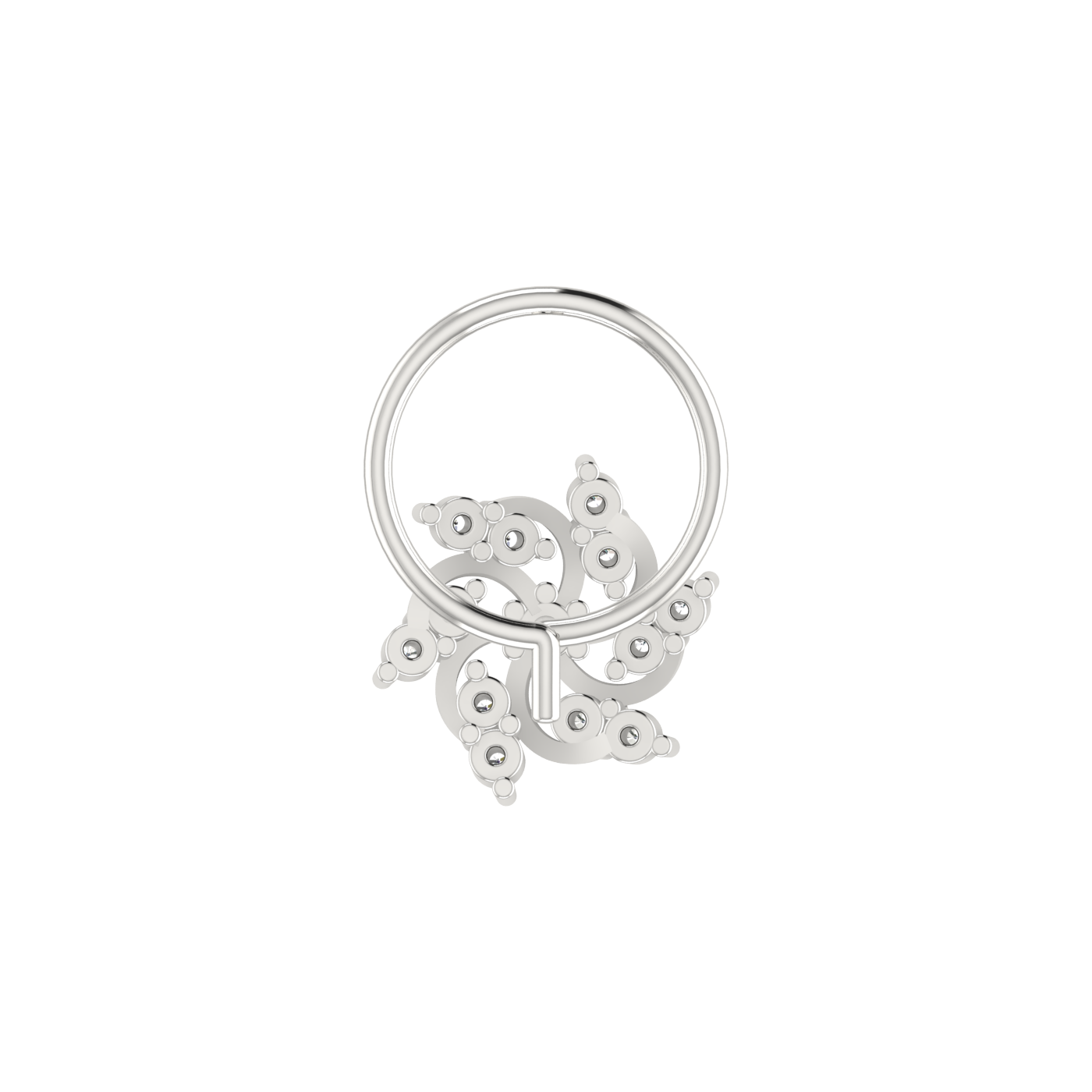 14K Gold Celestial Swirl 0.09ct Lab Grown Diamond Nose Pin