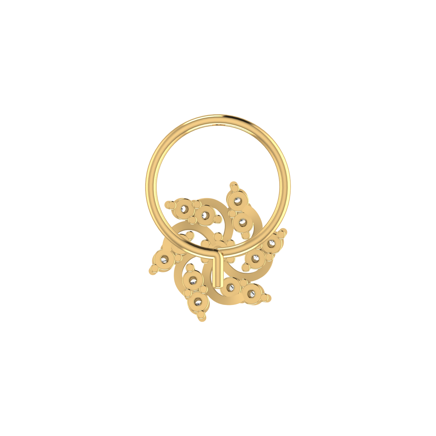 14K Gold Celestial Swirl 0.09ct Lab Grown Diamond Nose Pin