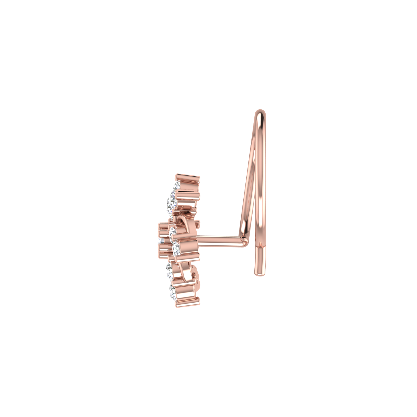 14K Gold Celestial Swirl 0.09ct Lab Grown Diamond Nose Pin