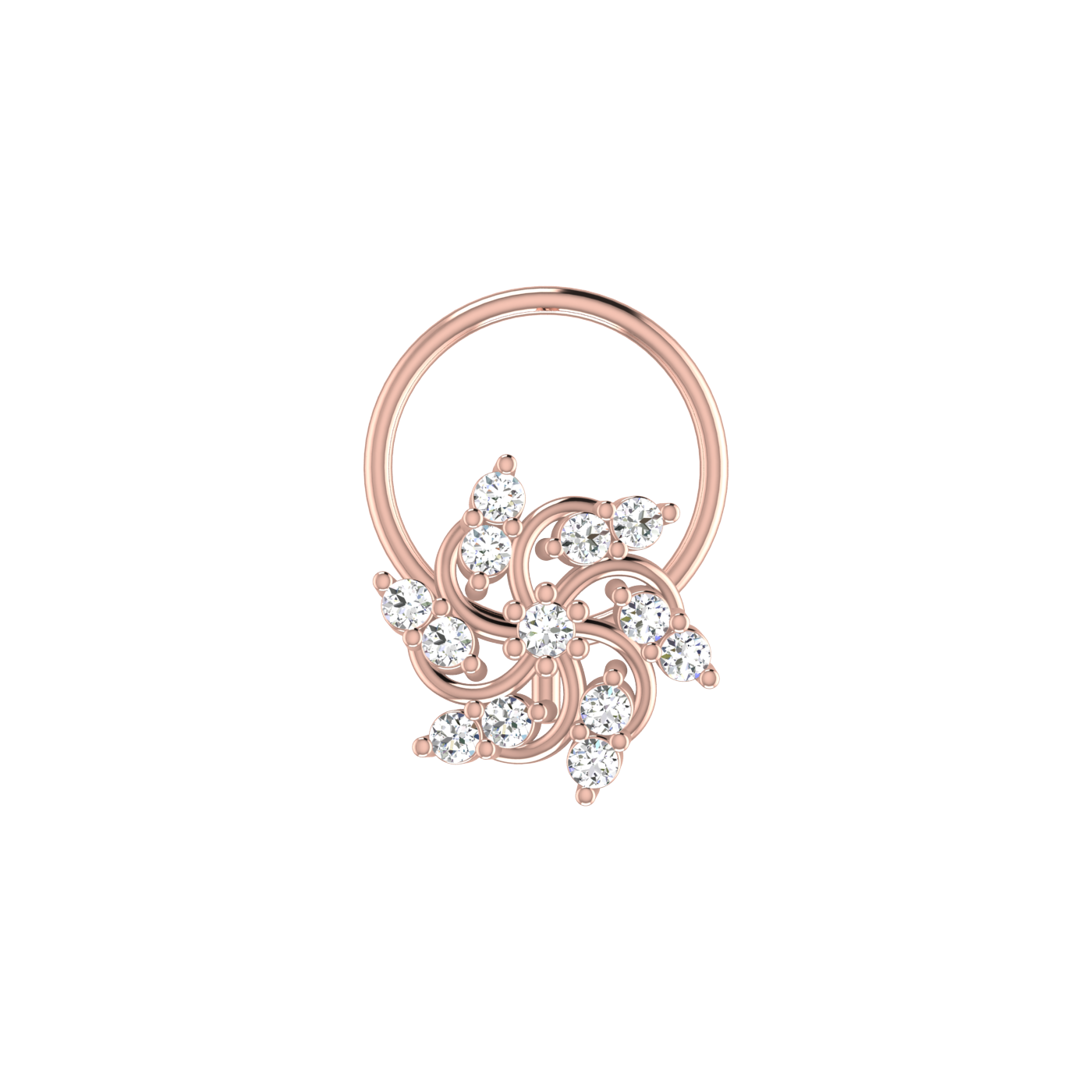 14K Gold Celestial Swirl 0.09ct Lab Grown Diamond Nose Pin