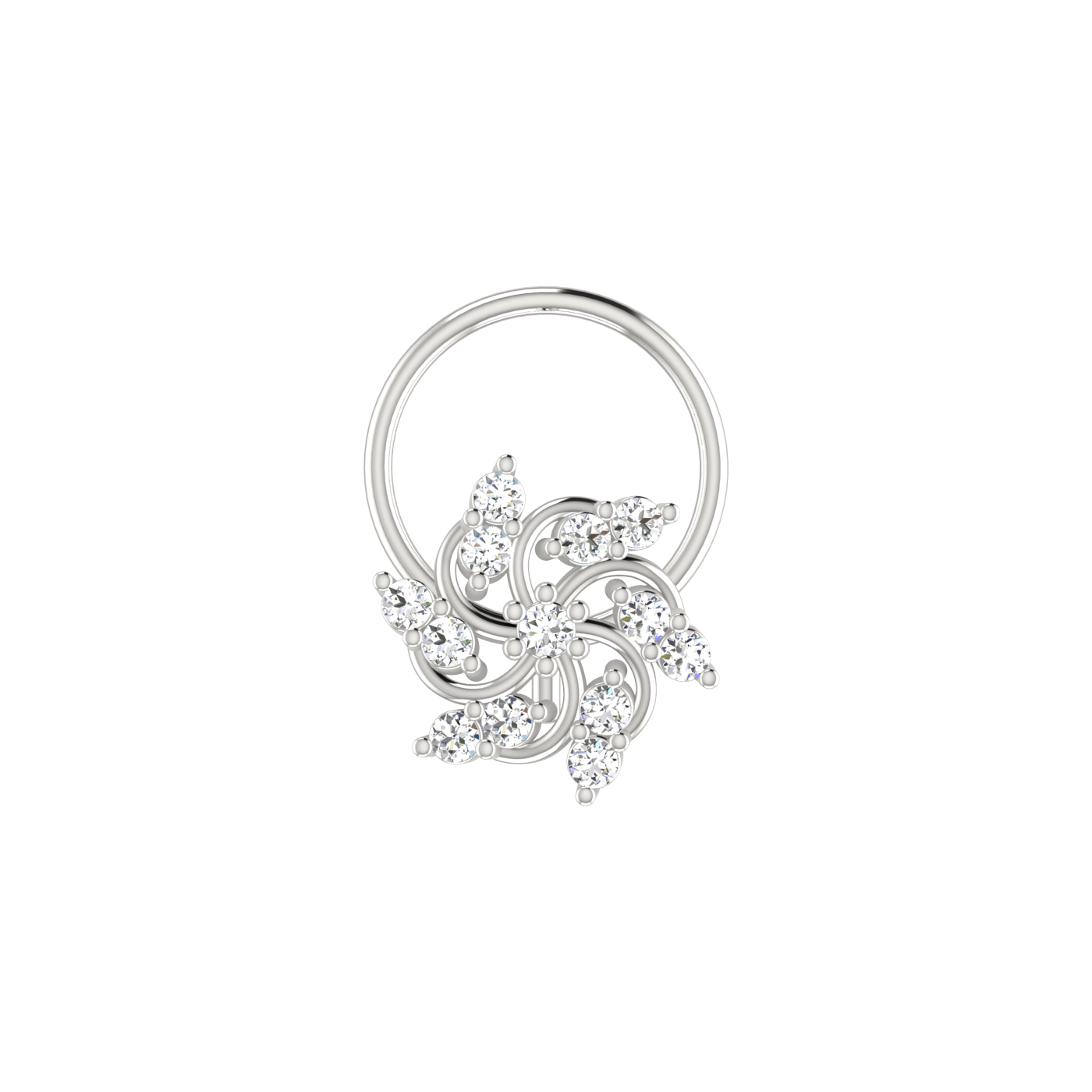 14K Gold Celestial Swirl 0.09ct Lab Grown Diamond Nose Pin