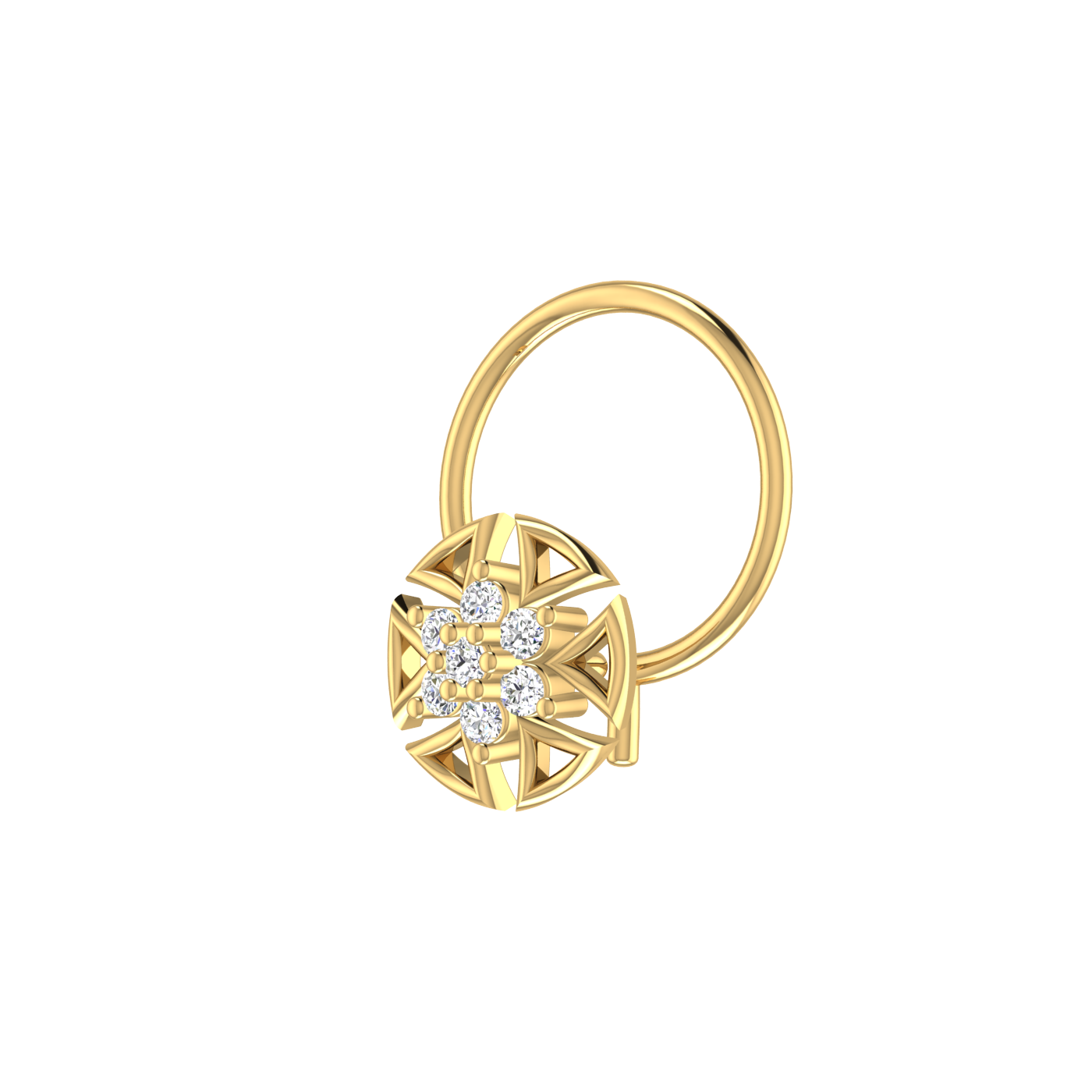 14K Gold Shimmering 0.03ct Antique Lab Grown Diamond Nose Pin