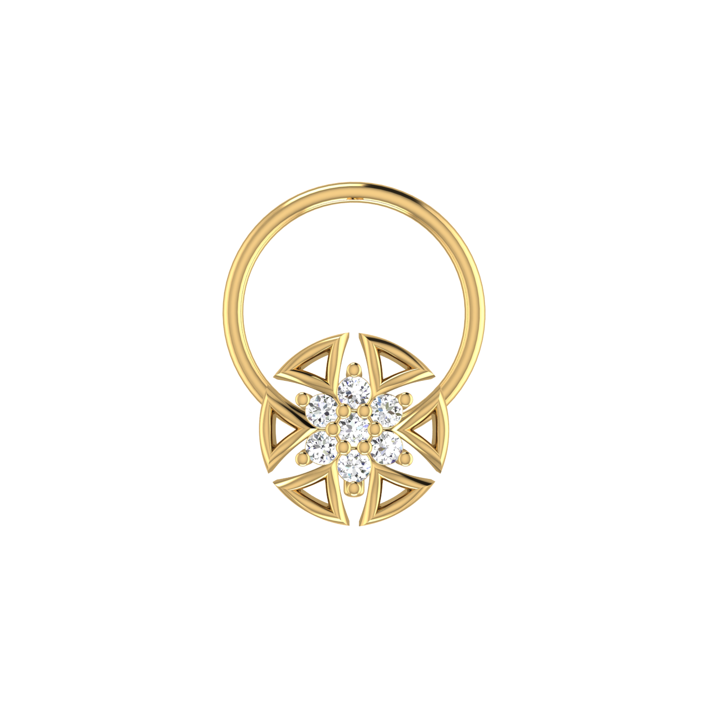 14K Gold Shimmering 0.03ct Antique Lab Grown Diamond Nose Pin