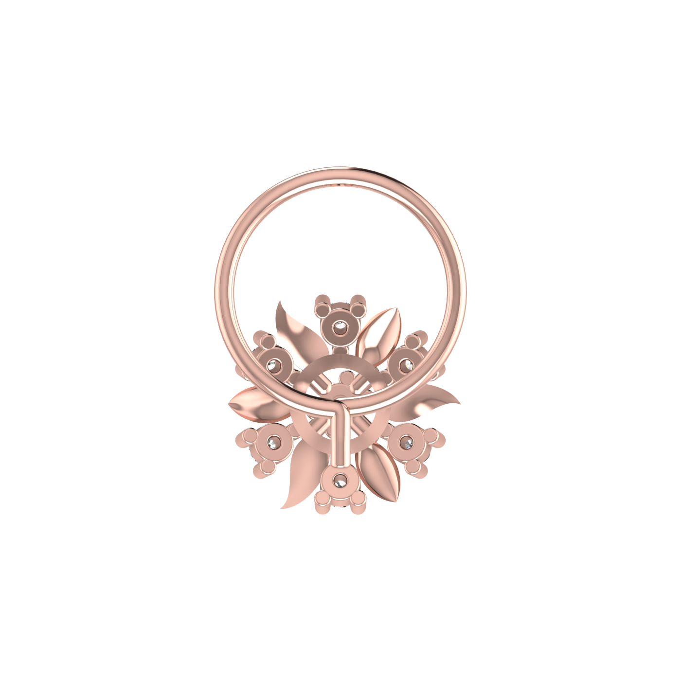 14K Gold Sparkling, Flower Petal Style 0.06 Ct Lab Grown Diamond Nose Pin