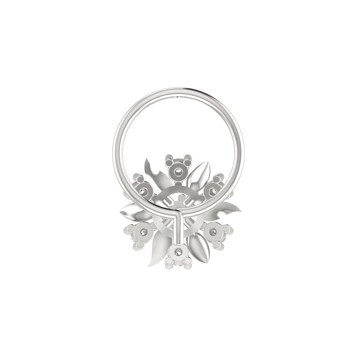14K Gold Sparkling, Flower Petal Style 0.06 Ct Lab Grown Diamond Nose Pin