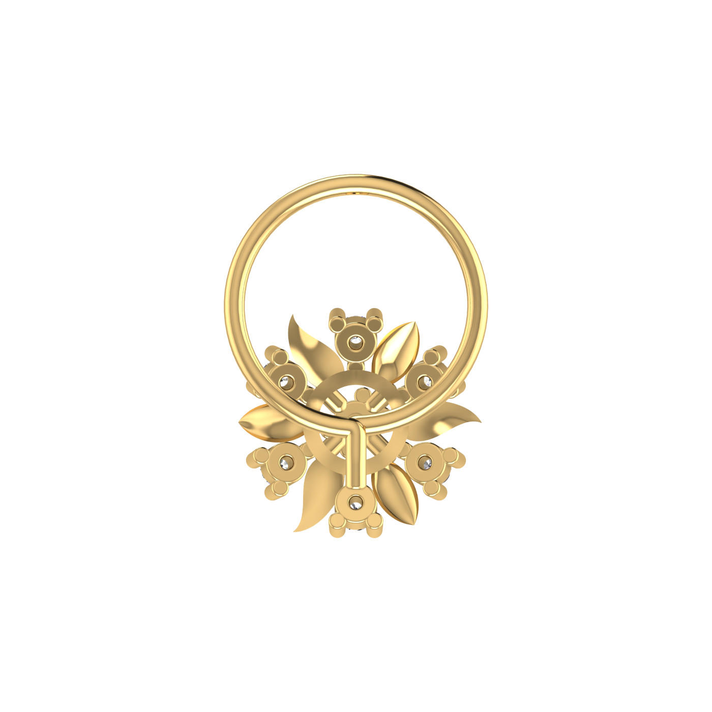 14K Gold Sparkling, Flower Petal Style 0.06 Ct Lab Grown Diamond Nose Pin