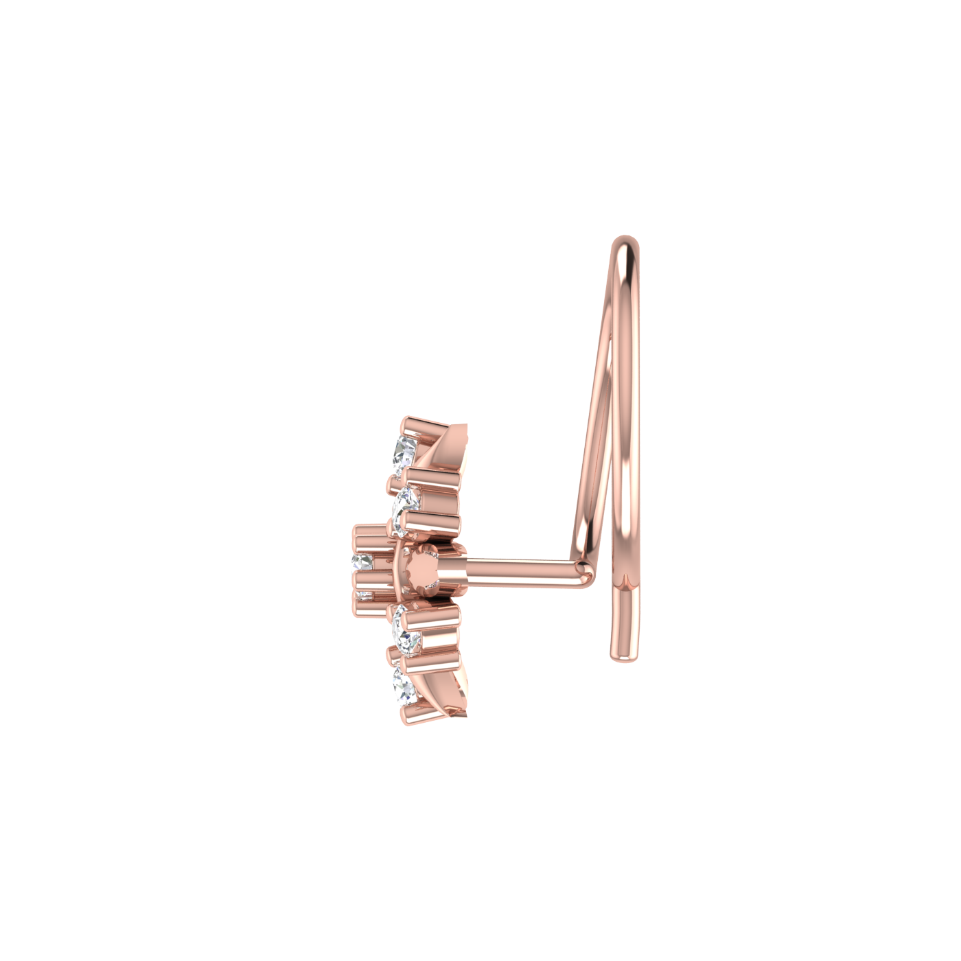 14K Gold Sparkling, Flower Petal Style 0.06 Ct Lab Grown Diamond Nose Pin