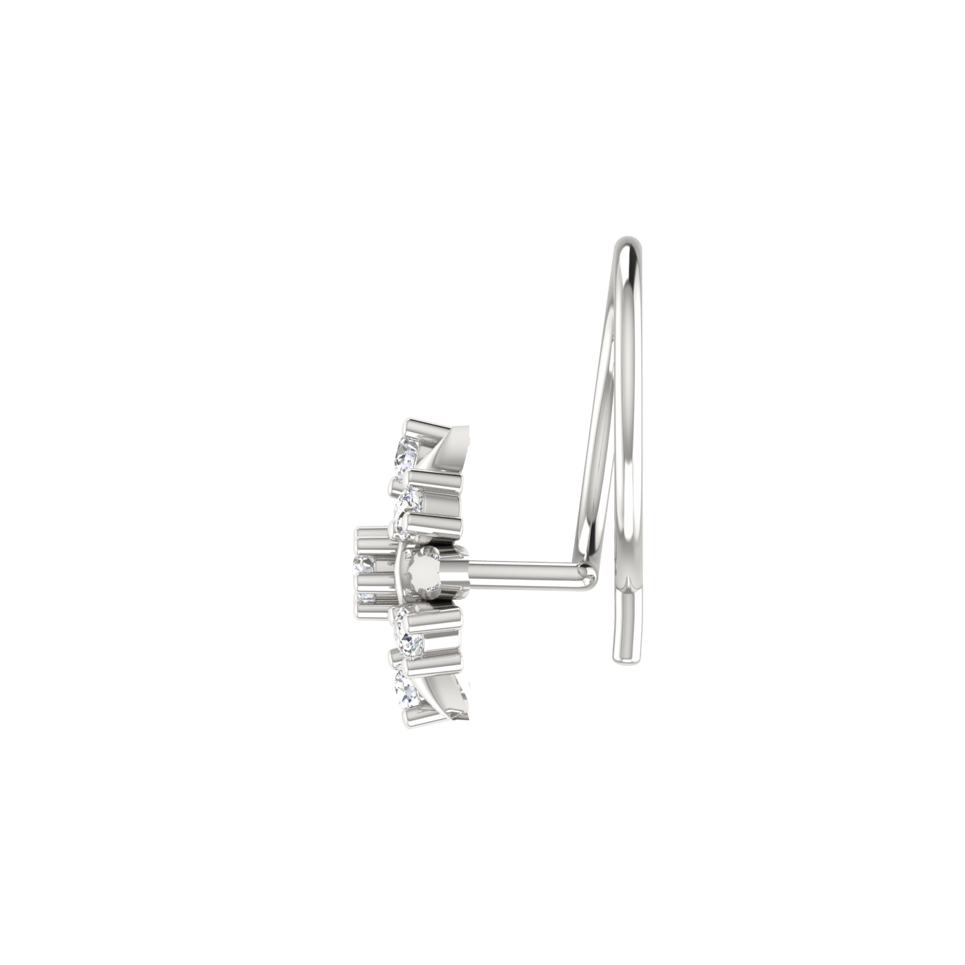 14K Gold Sparkling, Flower Petal Style 0.06 Ct Lab Grown Diamond Nose Pin