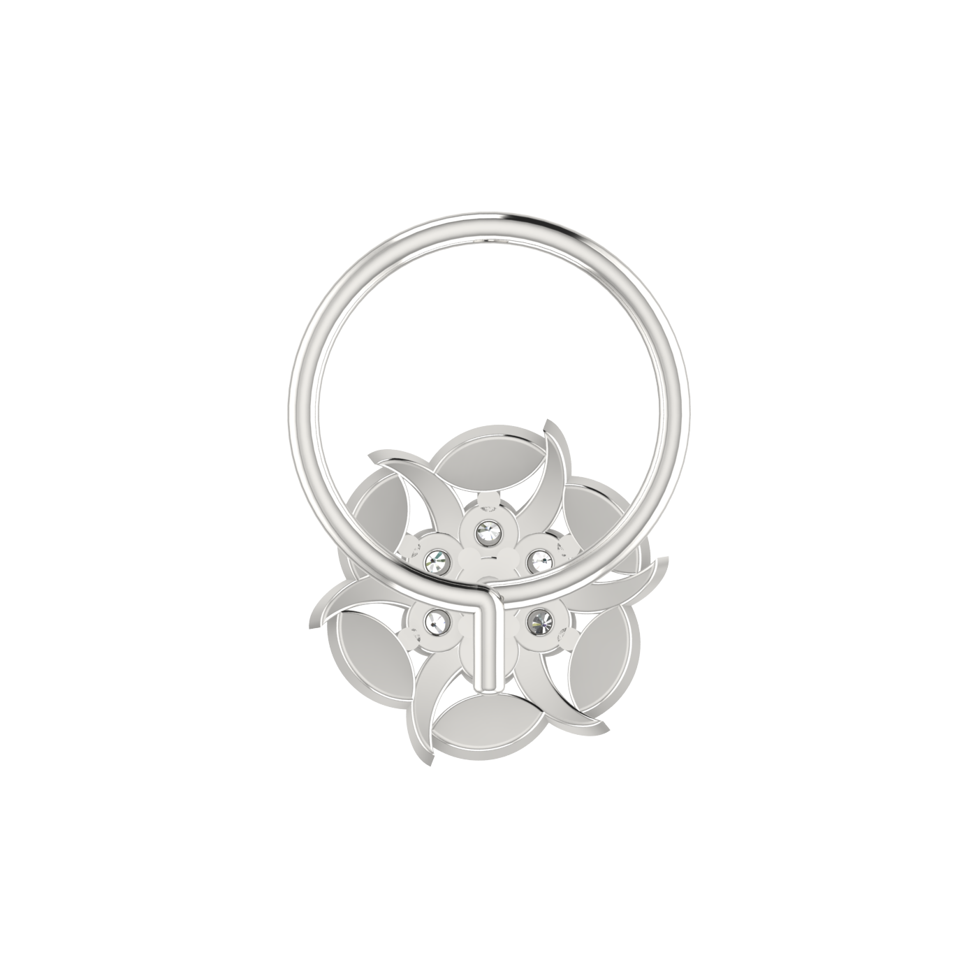 14K Gold Floral Design 0.05ct Lab Grown Diamond Nose Pin