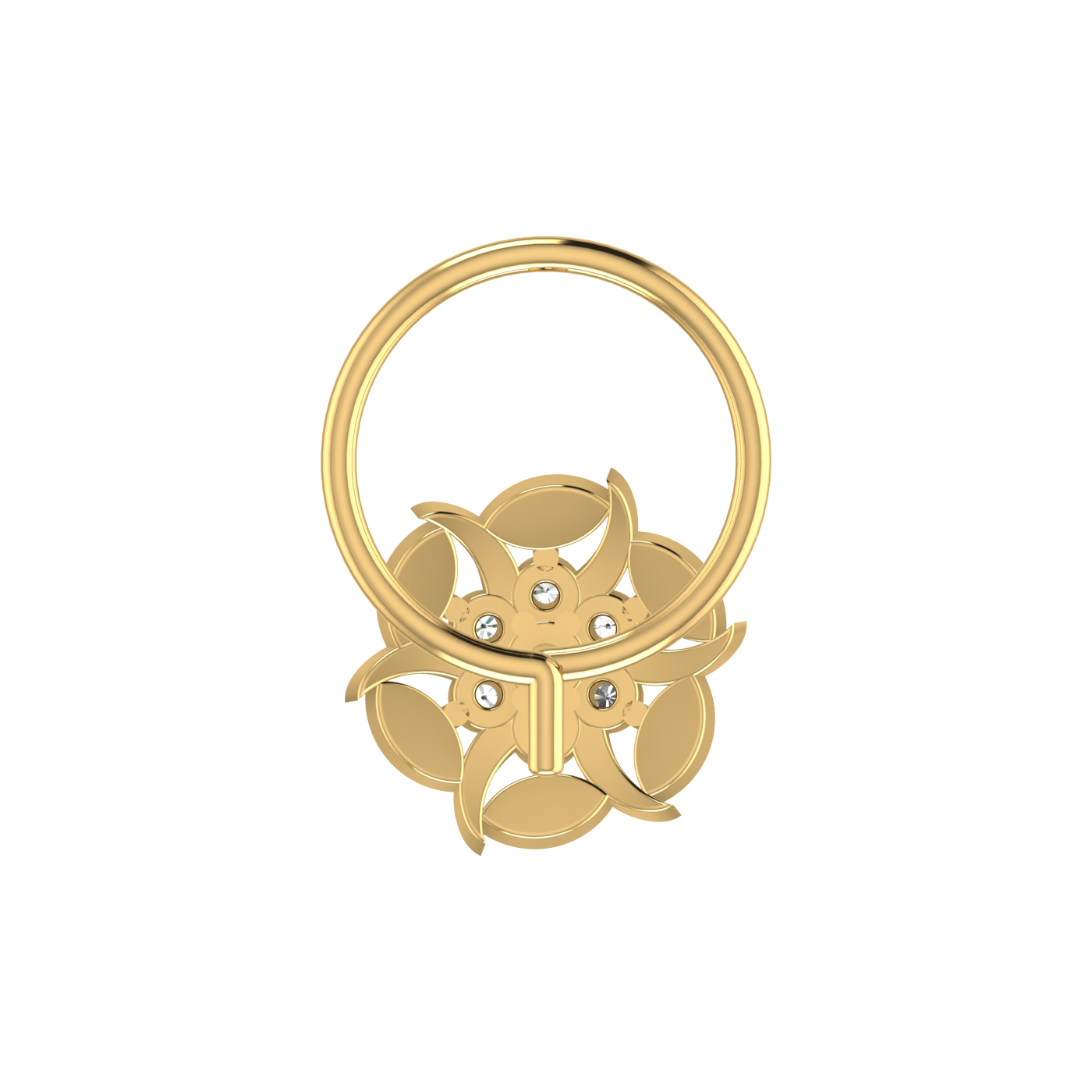 14K Gold Floral Design 0.05ct Lab Grown Diamond Nose Pin