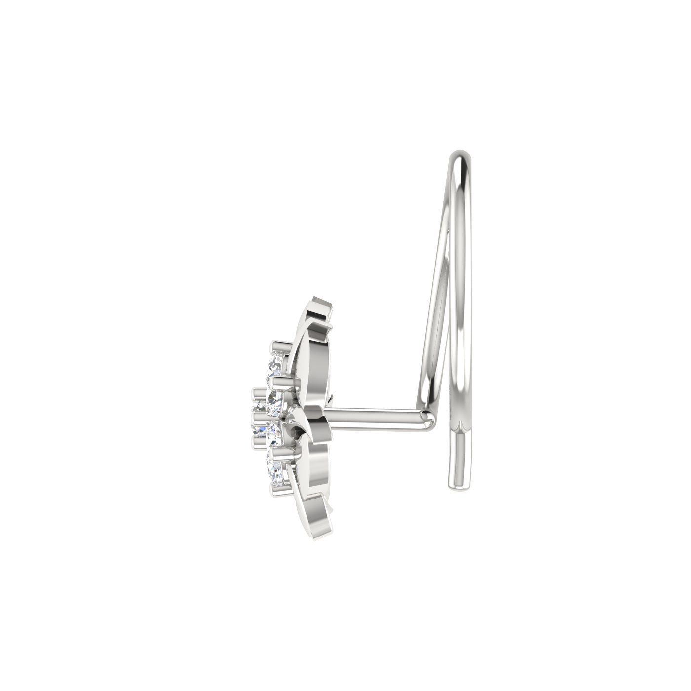 14K Gold Floral Design 0.05ct Lab Grown Diamond Nose Pin