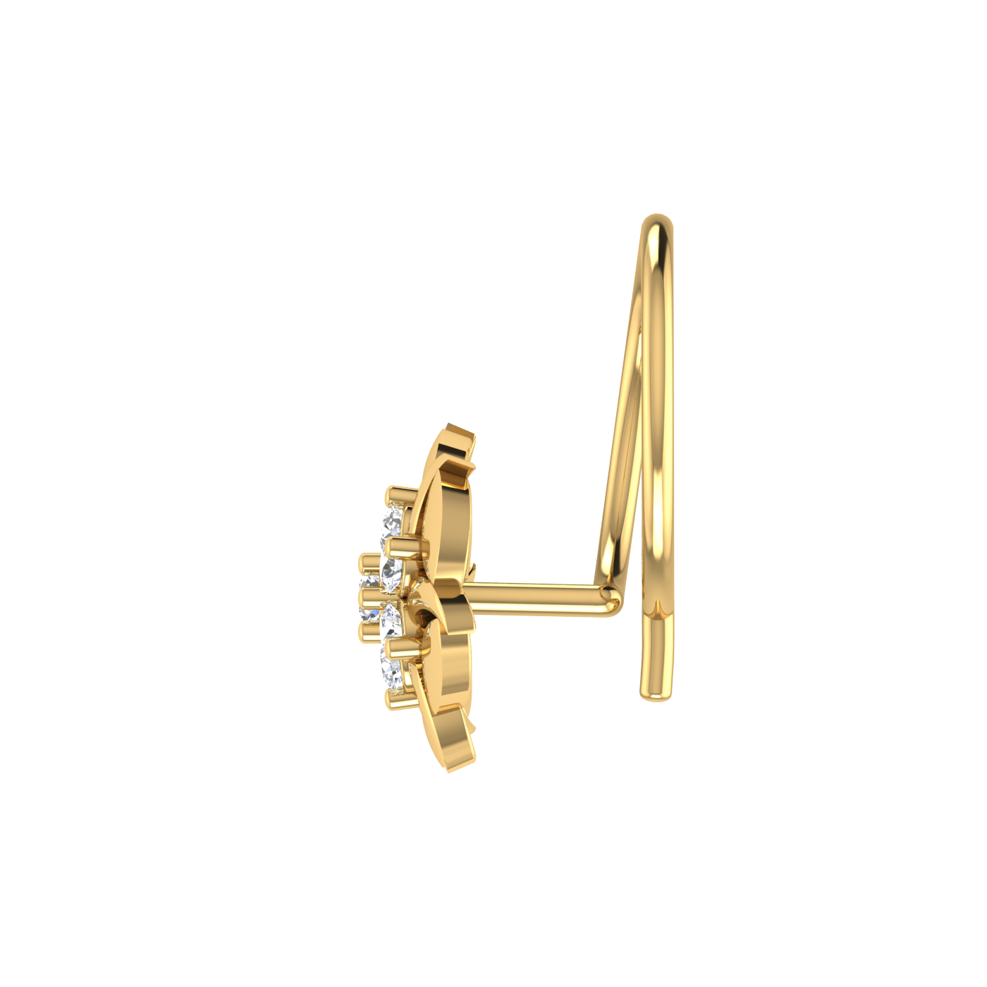 14K Gold Floral Design 0.05ct Lab Grown Diamond Nose Pin