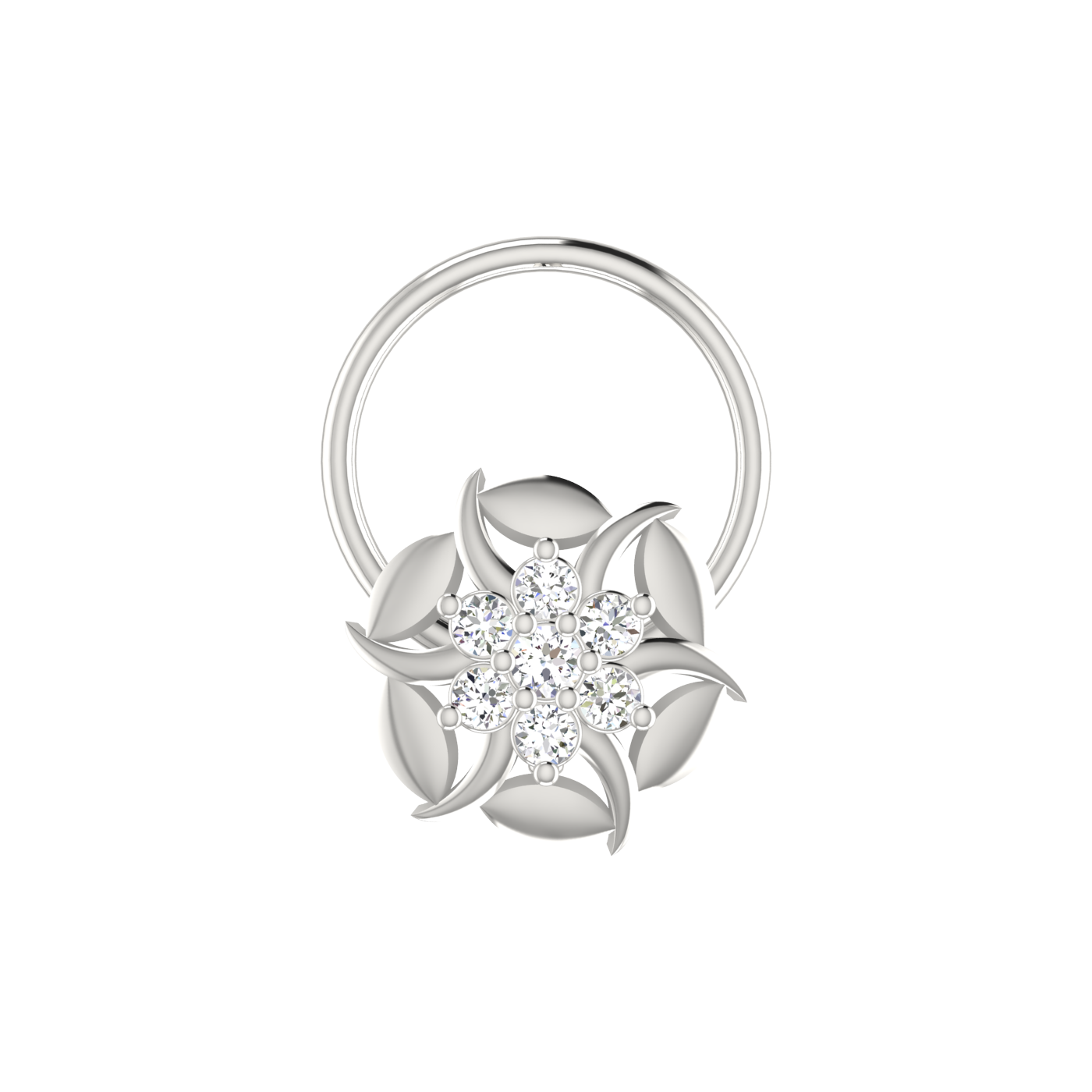 14K Gold Floral Design 0.05ct Lab Grown Diamond Nose Pin