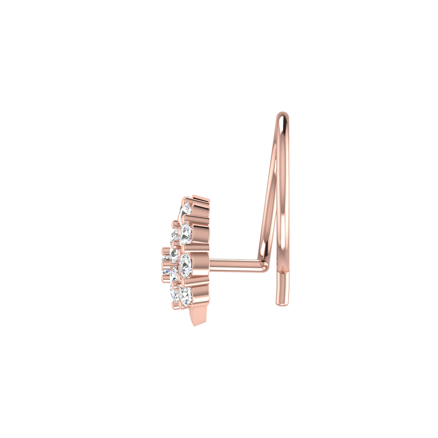 14K Gold Blossom Royale Design 0.14ct Lab Grown Diamond Nose Pin