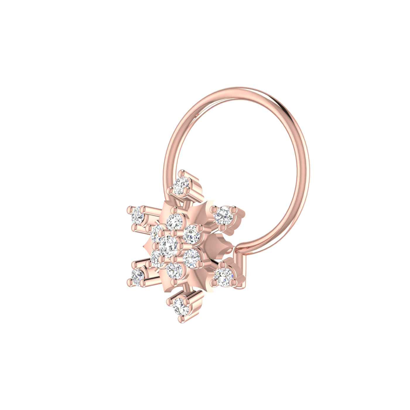 14K Gold Royal Nova Design 0.05ct Lab Grown Diamond Nose Pin