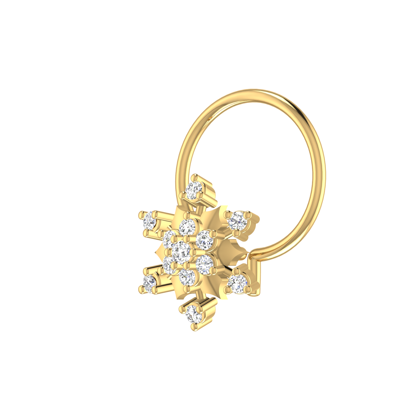 14K Gold Royal Nova Design 0.05ct Lab Grown Diamond Nose Pin