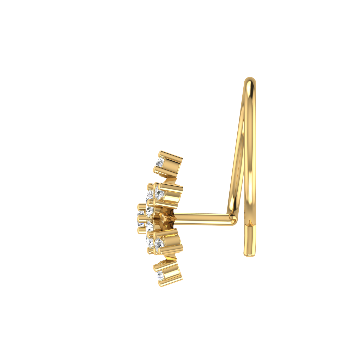 14K Gold Royal Nova Design 0.05ct Lab Grown Diamond Nose Pin