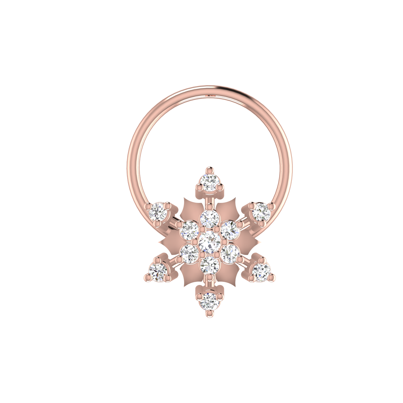 14K Gold Royal Nova Design 0.05ct Lab Grown Diamond Nose Pin