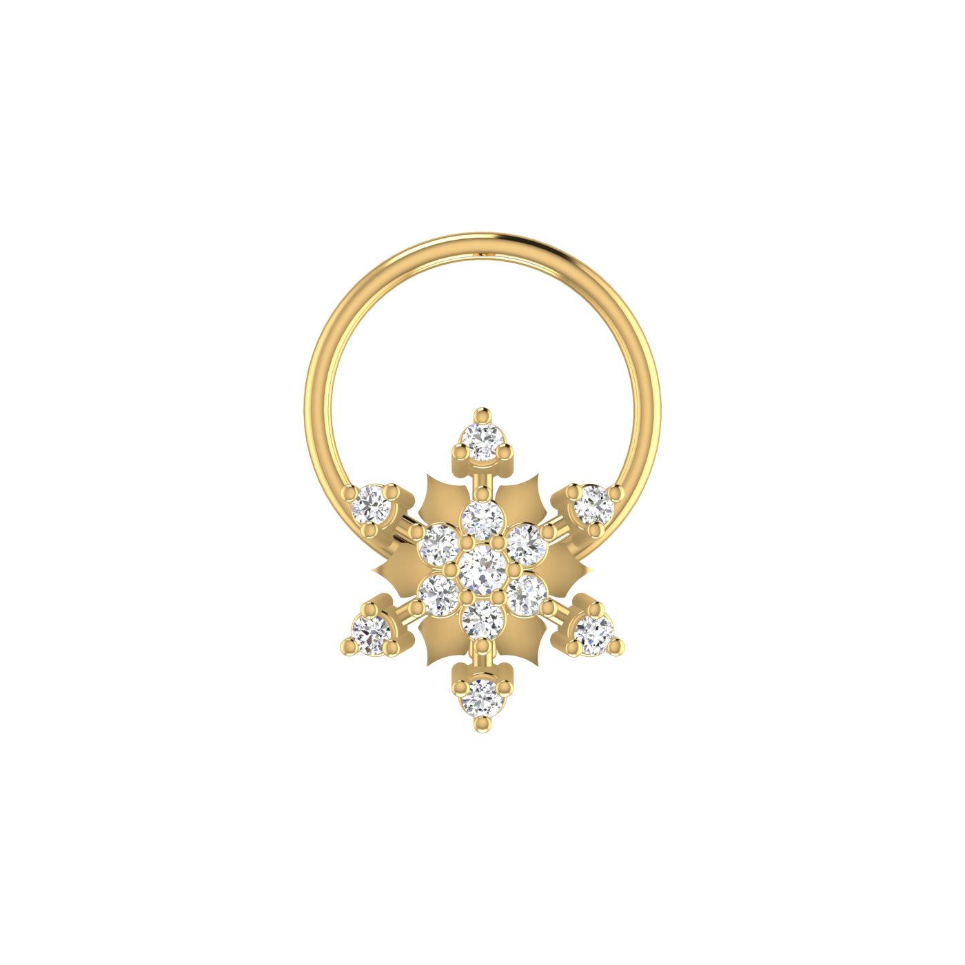 14K Gold Royal Nova Design 0.05ct Lab Grown Diamond Nose Pin