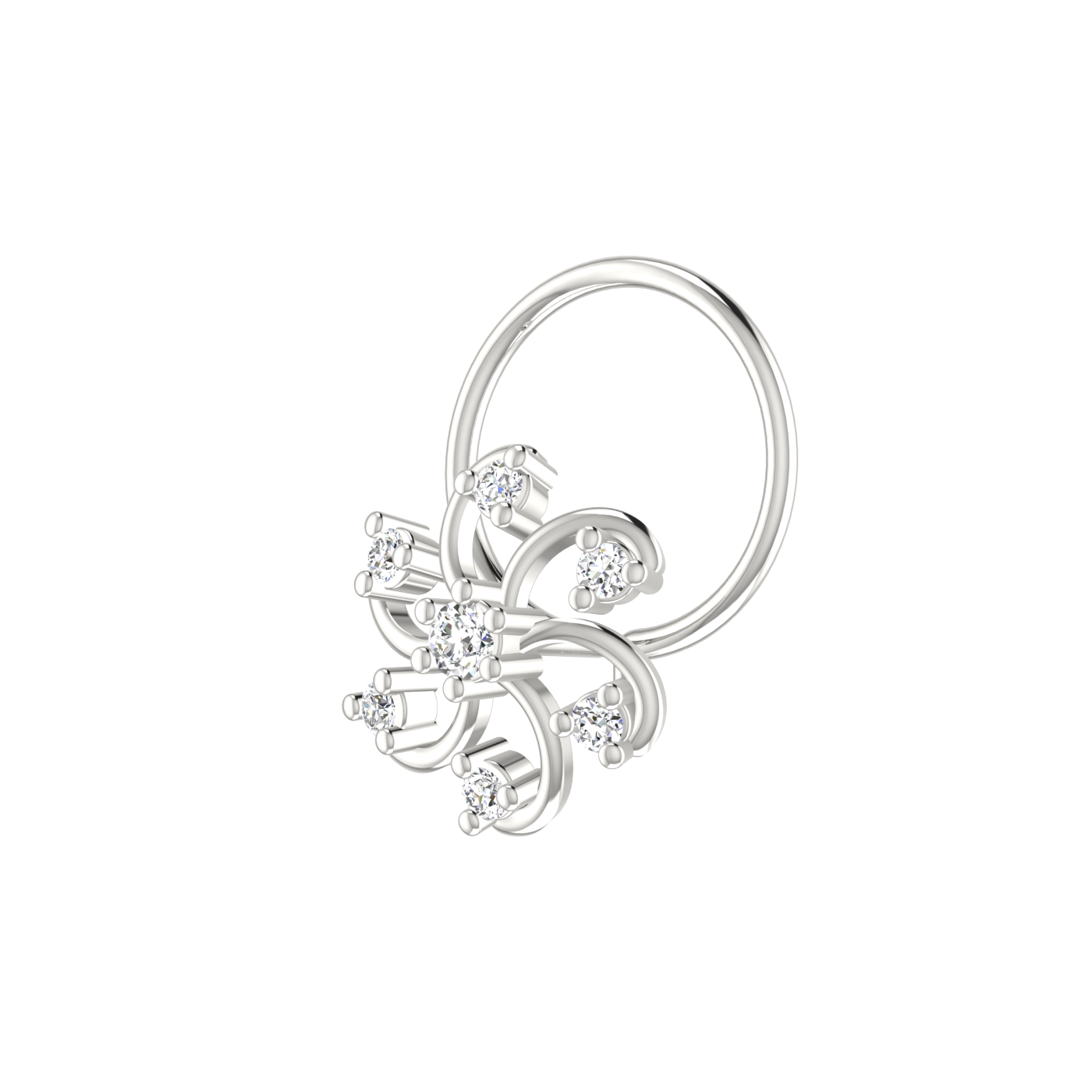 14K Gold Floral Pinwheel design 0.06ct Lab Diamond Nose Pin