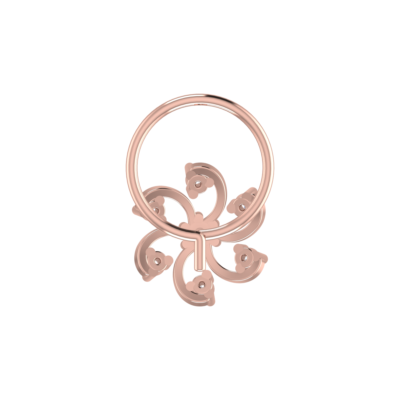14K Gold Floral Pinwheel design 0.06ct Lab Diamond Nose Pin