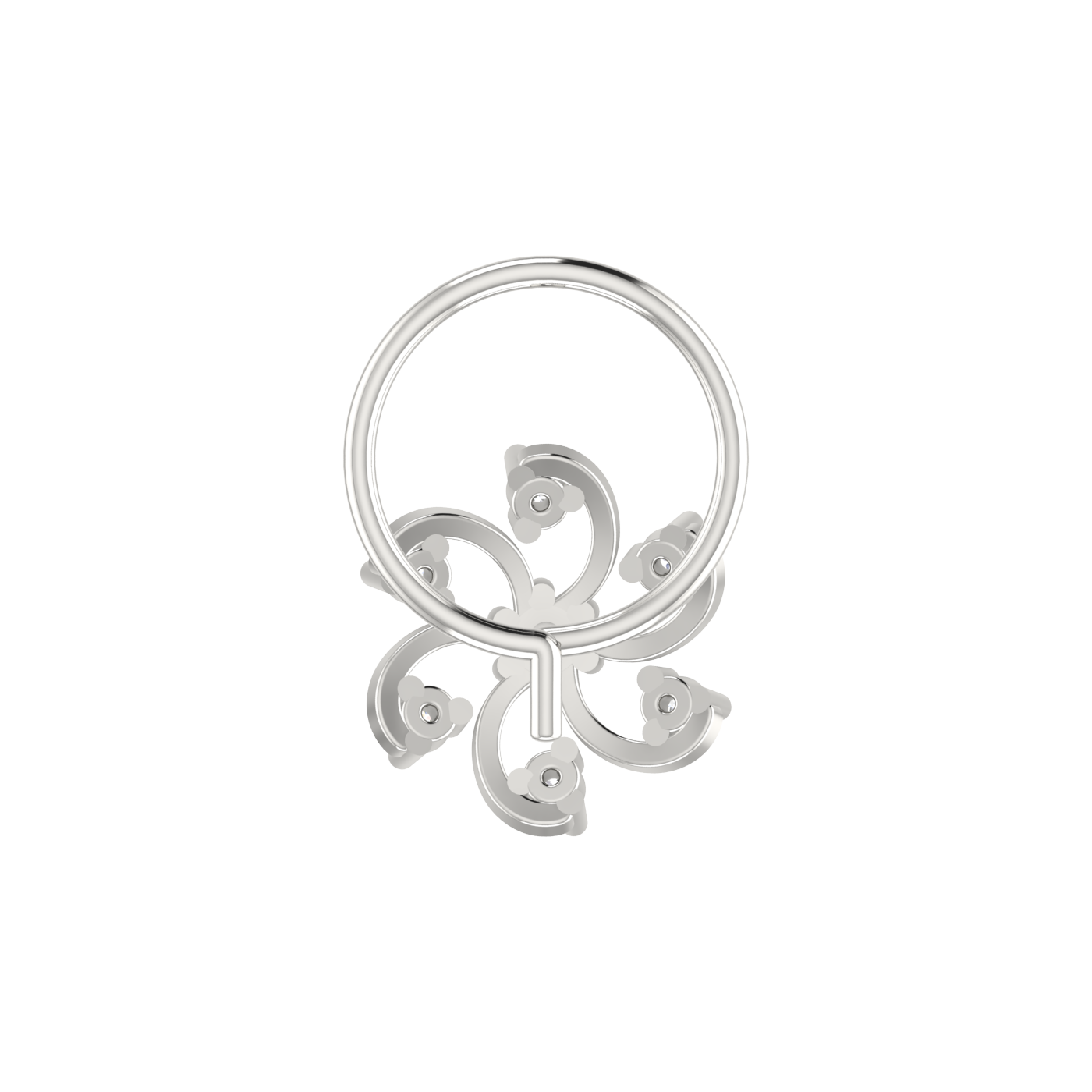14K Gold Floral Pinwheel design 0.06ct Lab Diamond Nose Pin