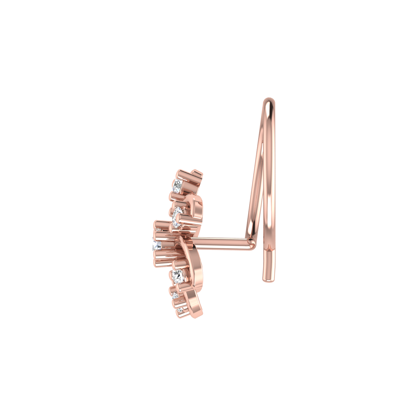 14K Gold Floral Pinwheel design 0.06ct Lab Diamond Nose Pin
