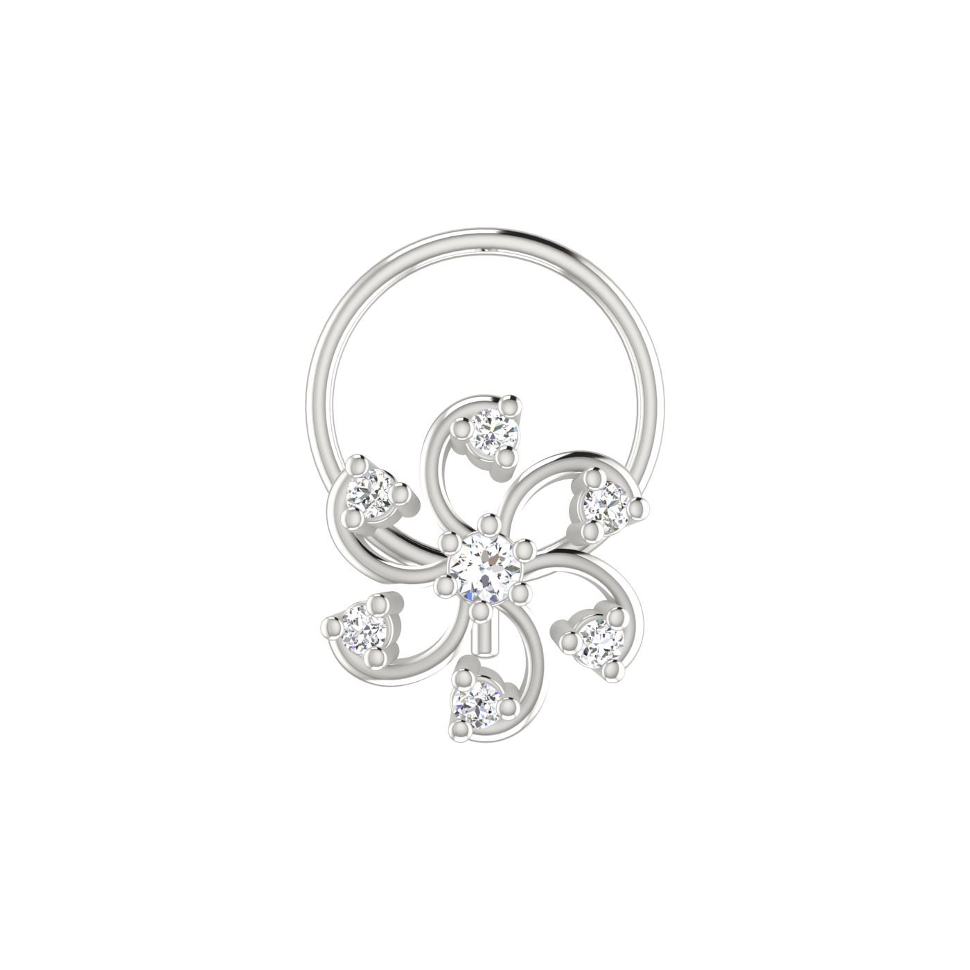14K Gold Floral Pinwheel design 0.06ct Lab Diamond Nose Pin