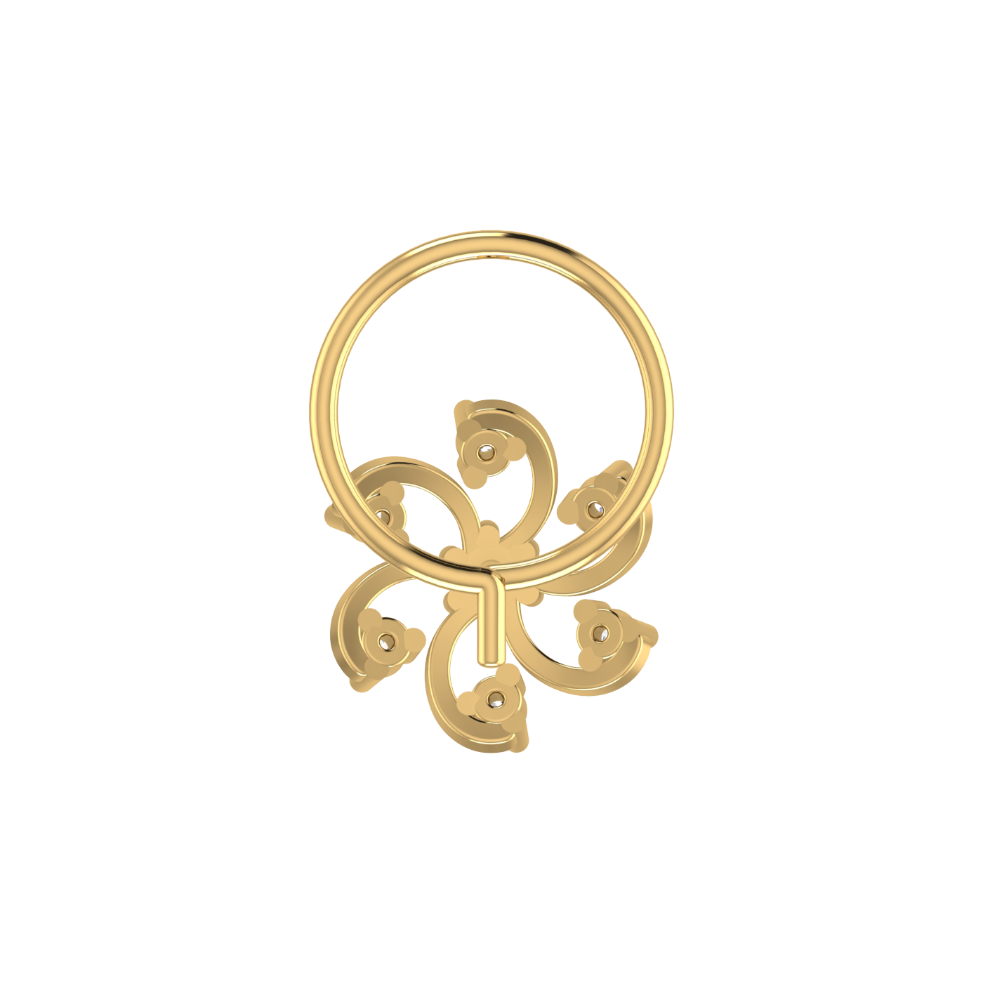 14K Gold Floral Pinwheel design 0.06ct Lab Diamond Nose Pin