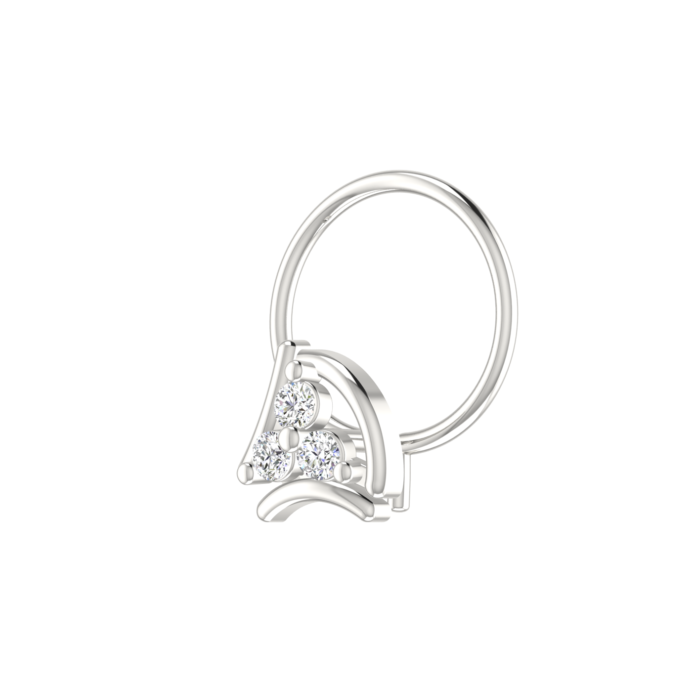 14K Gold Imperial Arc Design 0.05ct Lab Grown Diamond Nose Pin