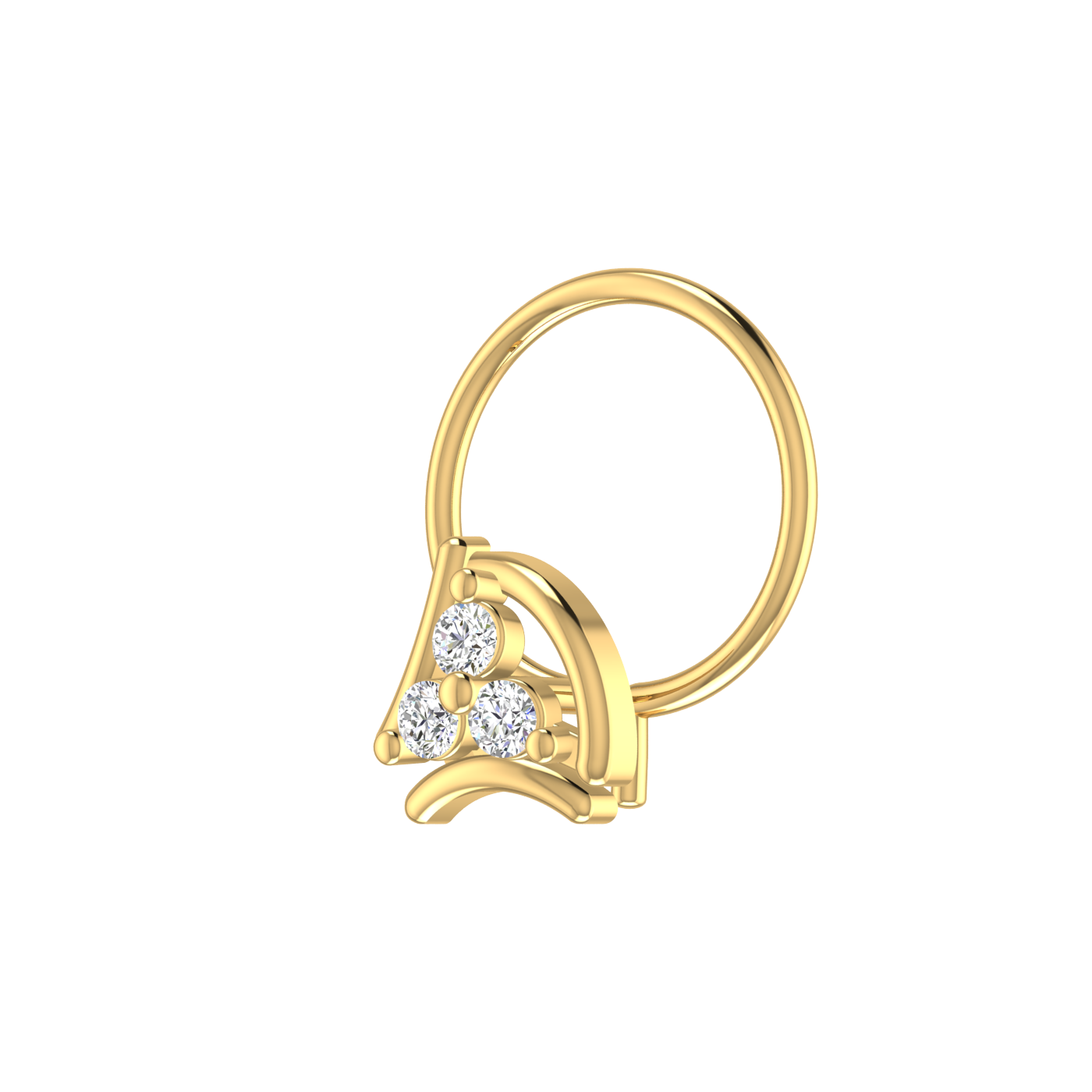 14K Gold Imperial Arc Design 0.05ct Lab Grown Diamond Nose Pin