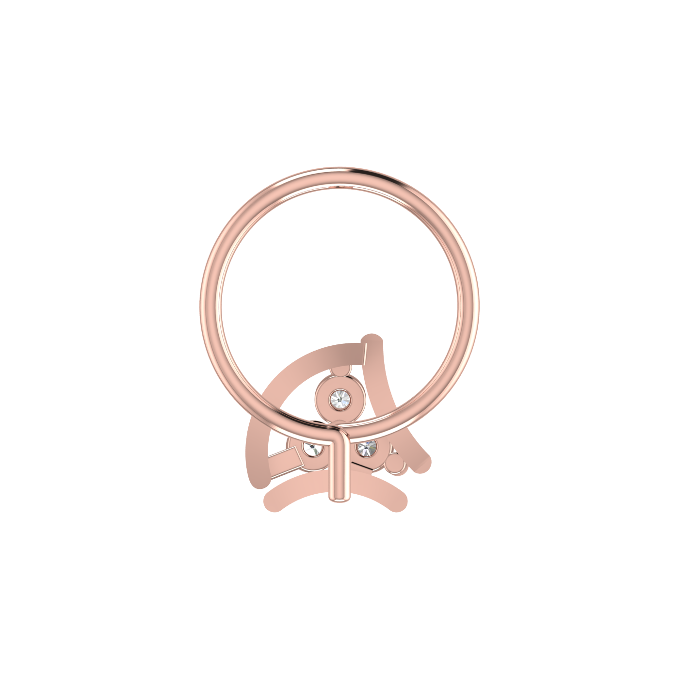14K Gold Imperial Arc Design 0.05ct Lab Grown Diamond Nose Pin