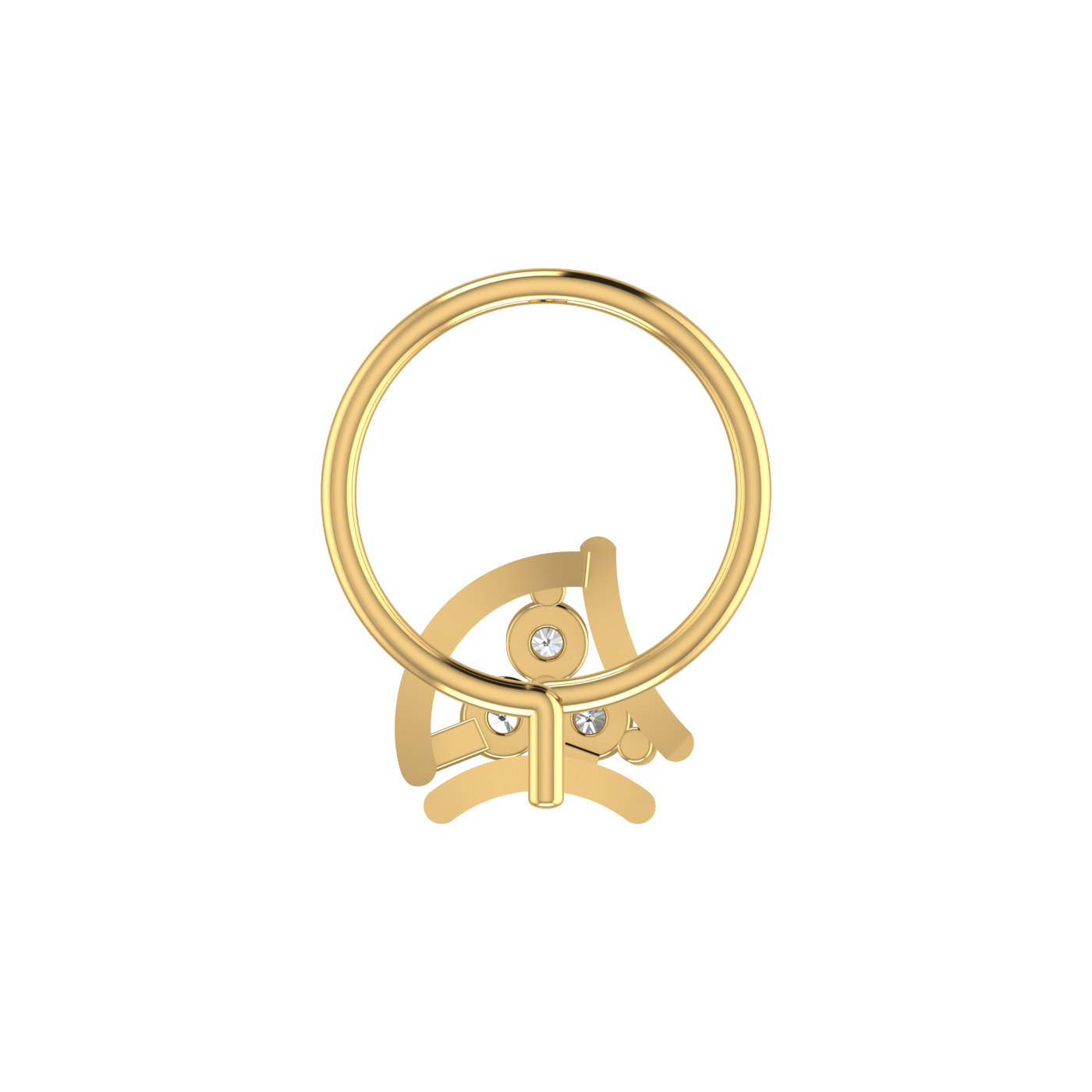 14K Gold Imperial Arc Design 0.05ct Lab Grown Diamond Nose Pin