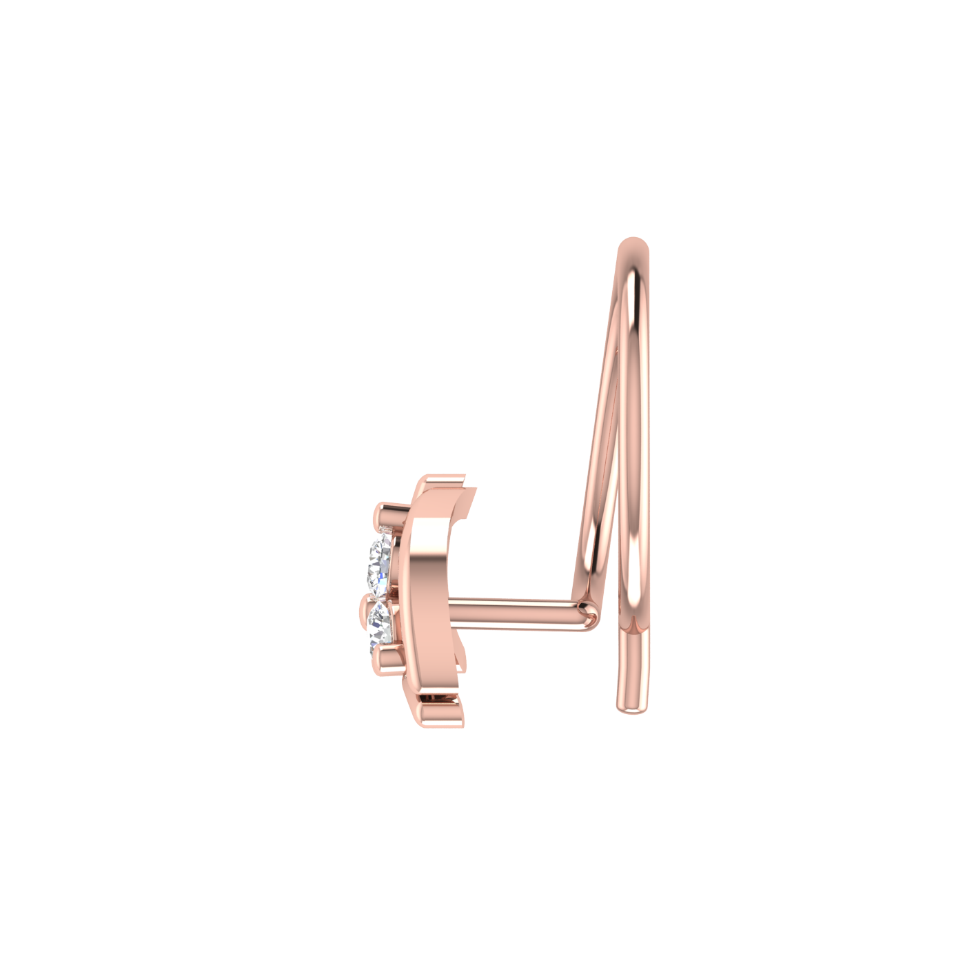 14K Gold Imperial Arc Design 0.05ct Lab Grown Diamond Nose Pin