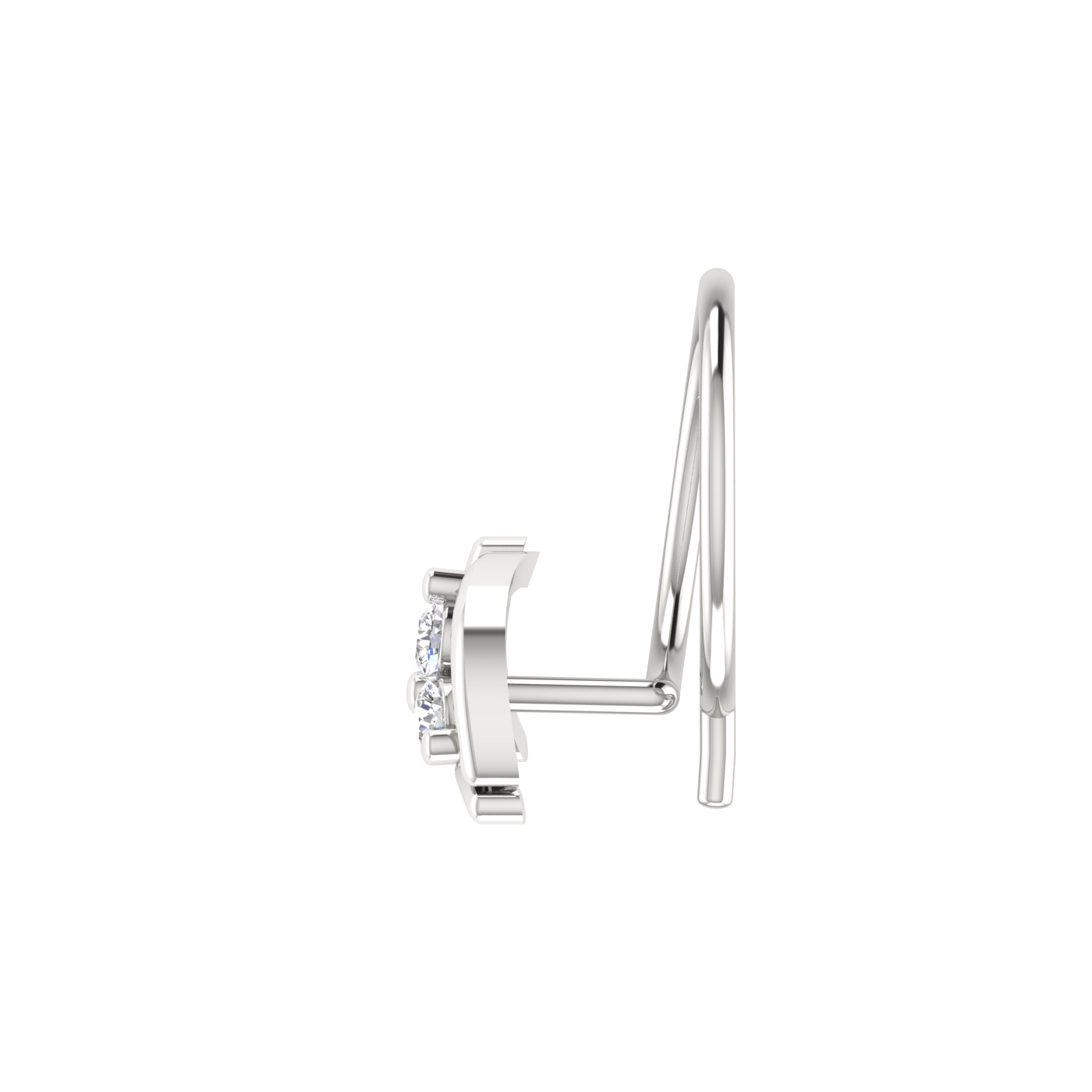 14K Gold Imperial Arc Design 0.05ct Lab Grown Diamond Nose Pin