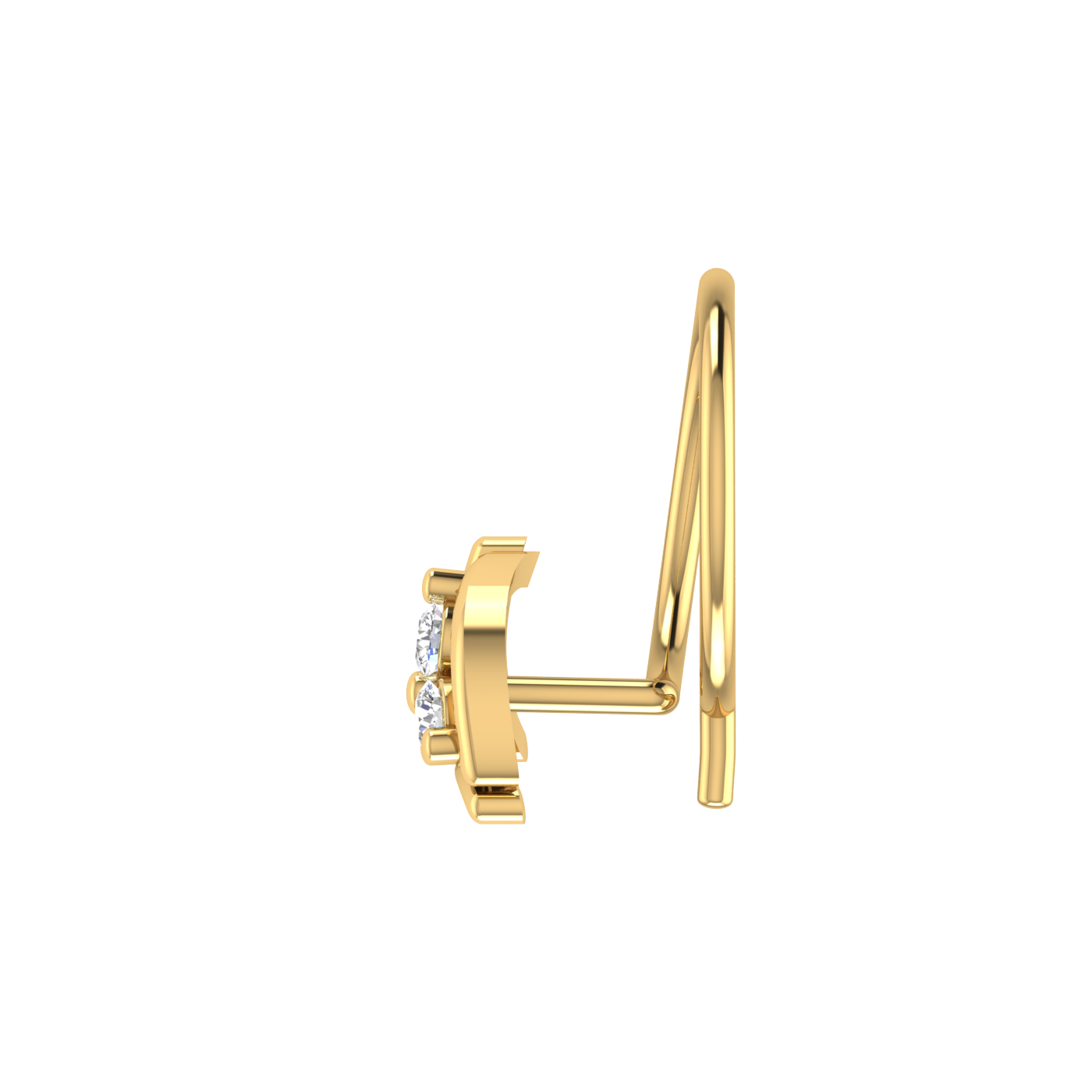 14K Gold Imperial Arc Design 0.05ct Lab Grown Diamond Nose Pin