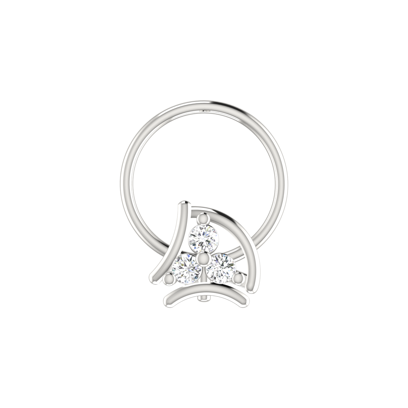14K Gold Imperial Arc Design 0.05ct Lab Grown Diamond Nose Pin