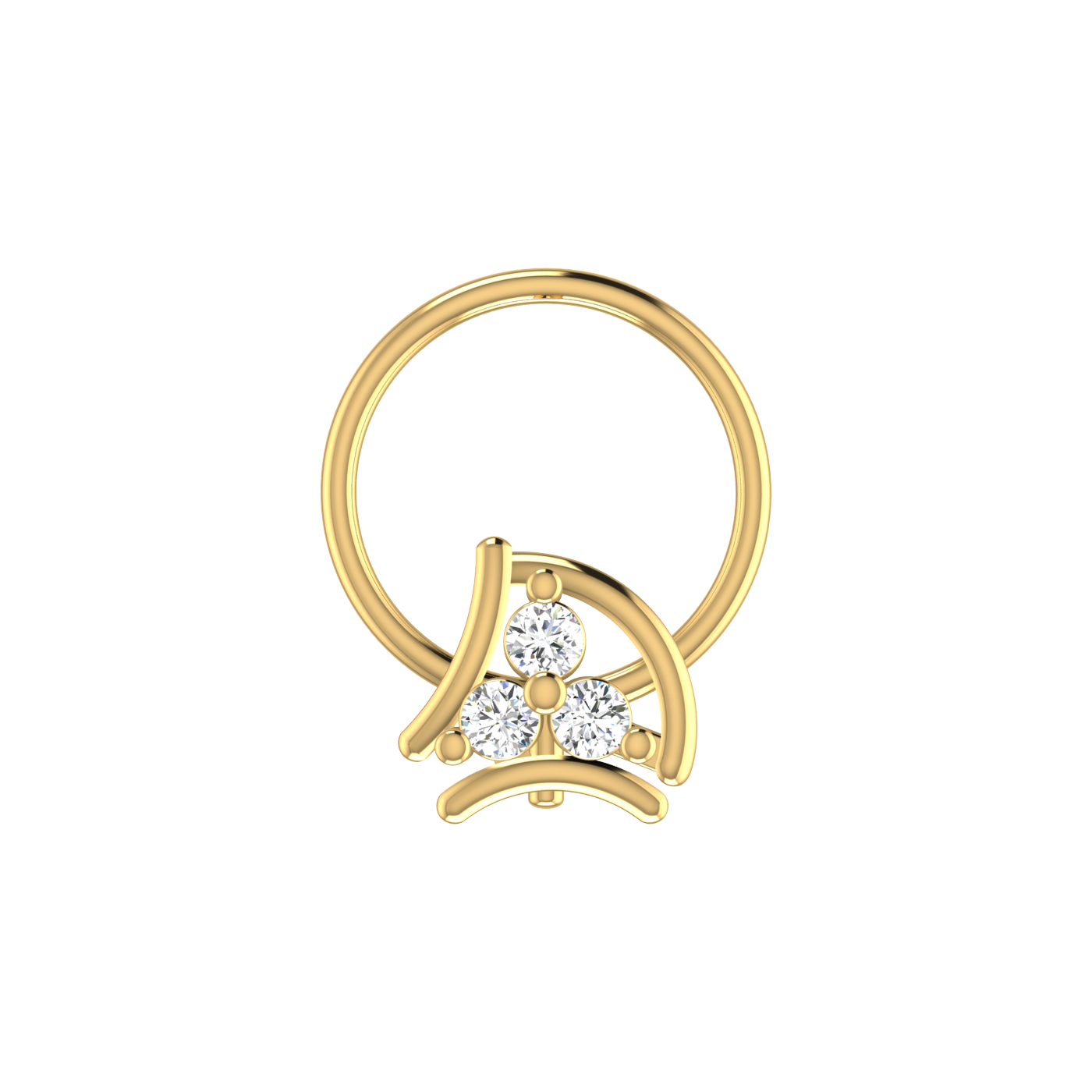 14K Gold Imperial Arc Design 0.05ct Lab Grown Diamond Nose Pin