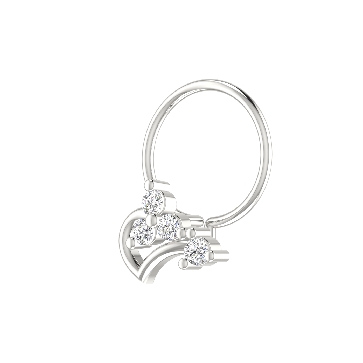 14K Gold Heart Bloom Design 0.08ct Lab Grown Diamond Nose Pin
