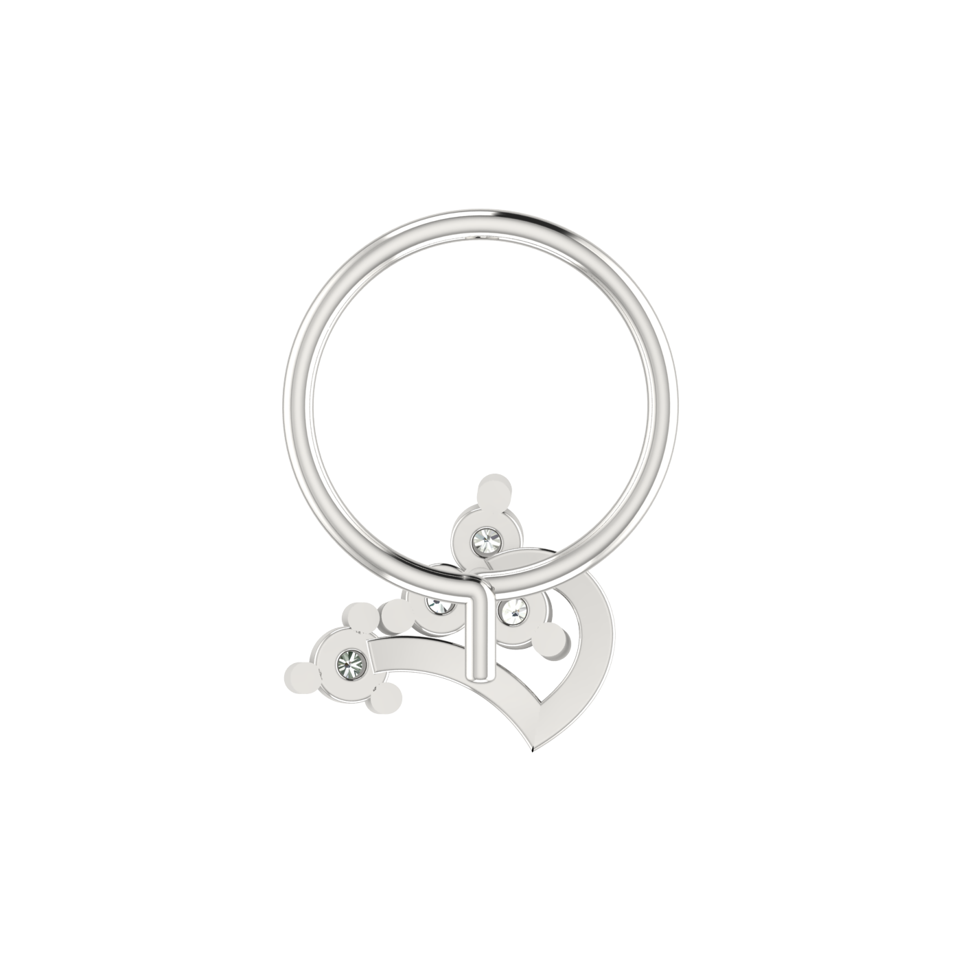 14K Gold Heart Bloom Design 0.08ct Lab Grown Diamond Nose Pin