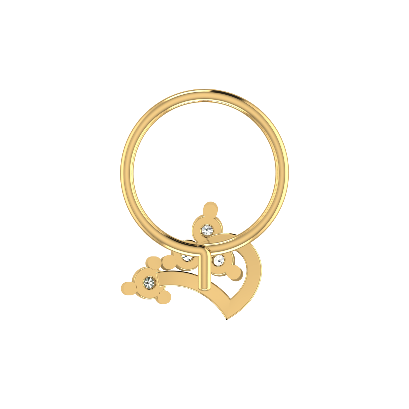 14K Gold Heart Bloom Design 0.08ct Lab Grown Diamond Nose Pin