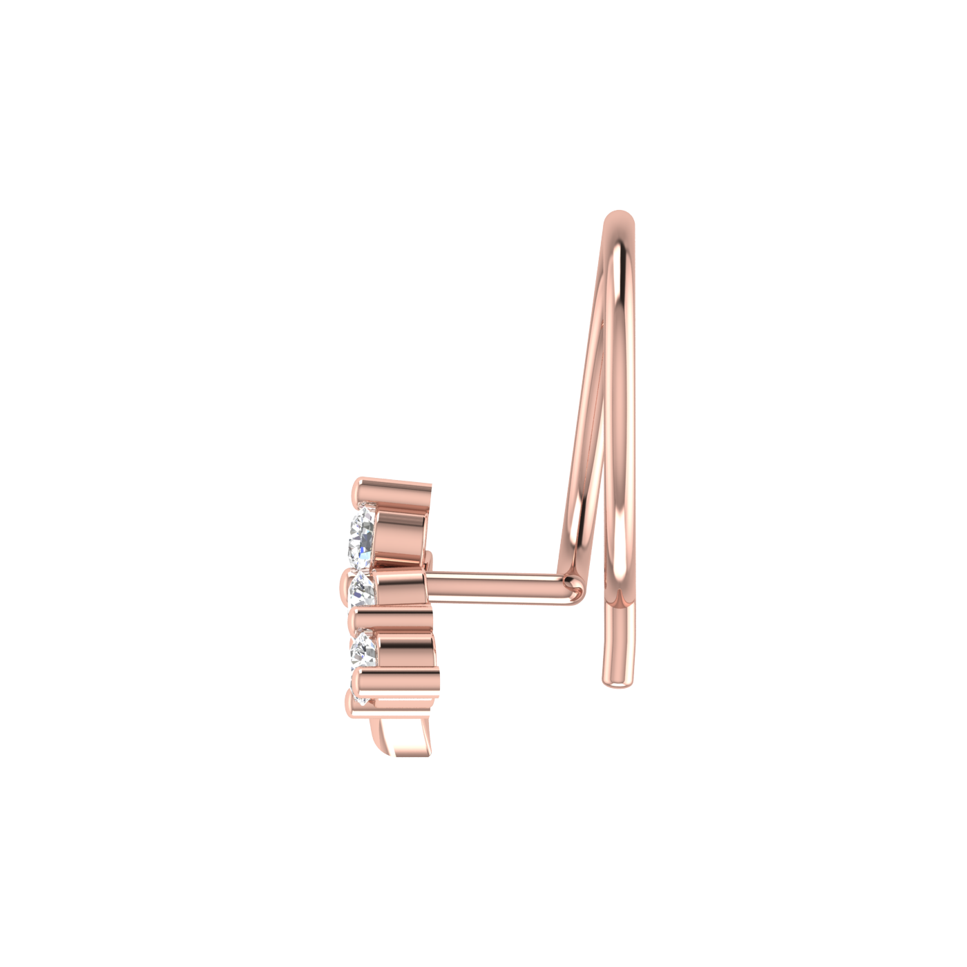 14K Gold Heart Bloom Design 0.08ct Lab Grown Diamond Nose Pin