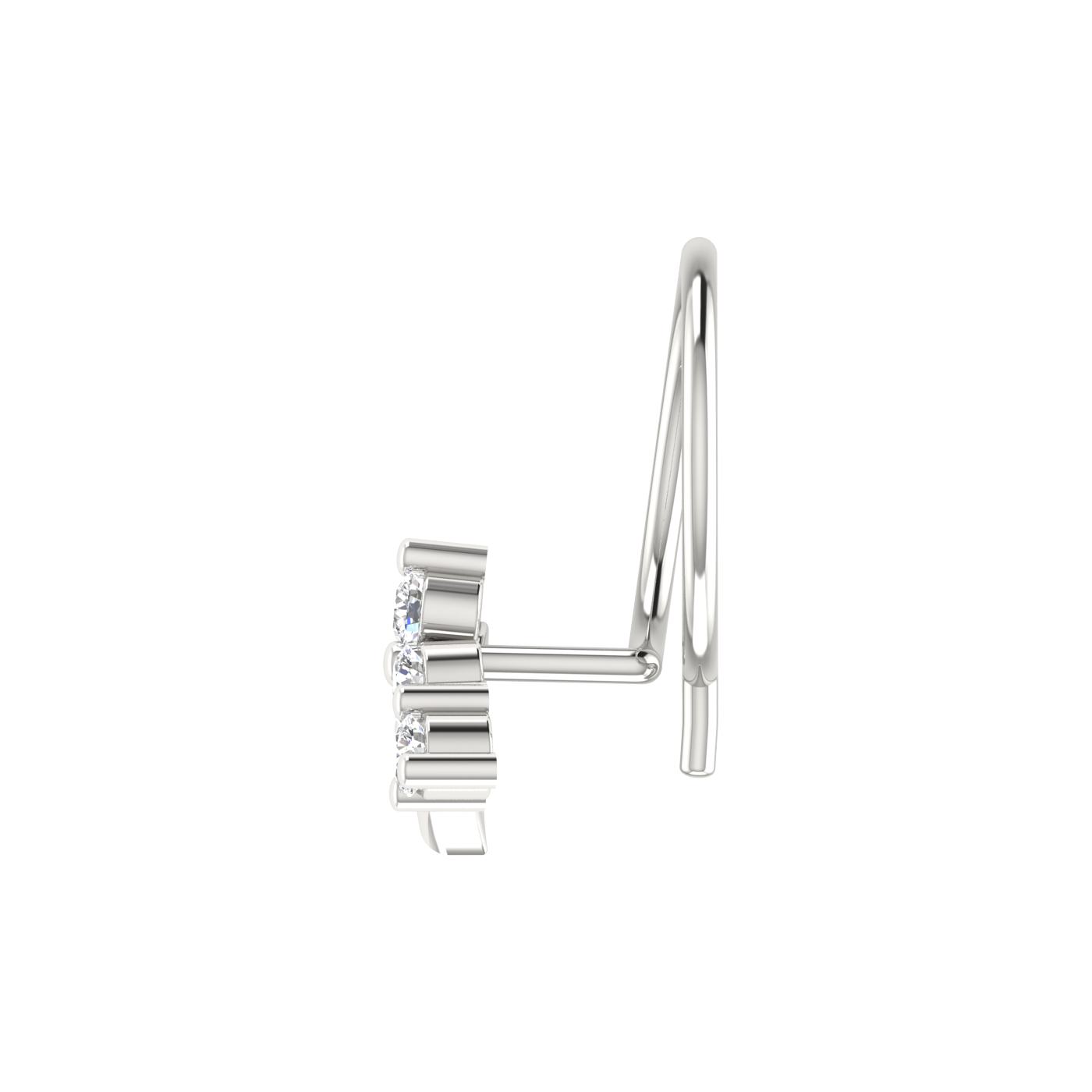 14K Gold Heart Bloom Design 0.08ct Lab Grown Diamond Nose Pin