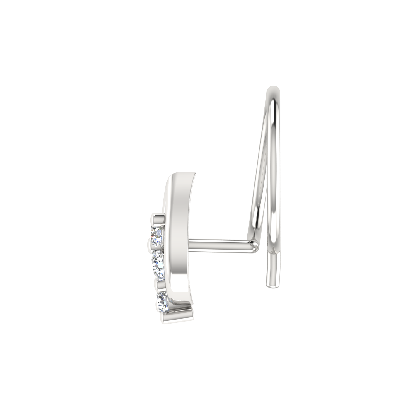14K Gold Dewdrop Leaf Design 0.06ct Lab Grown Diamond  Nose Pin