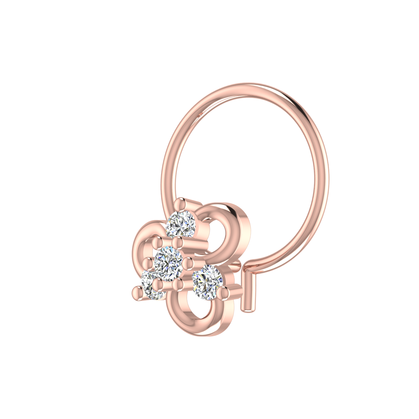 Floral Harmony Design 0.08ct Lab Grown Diamond Nose Pin