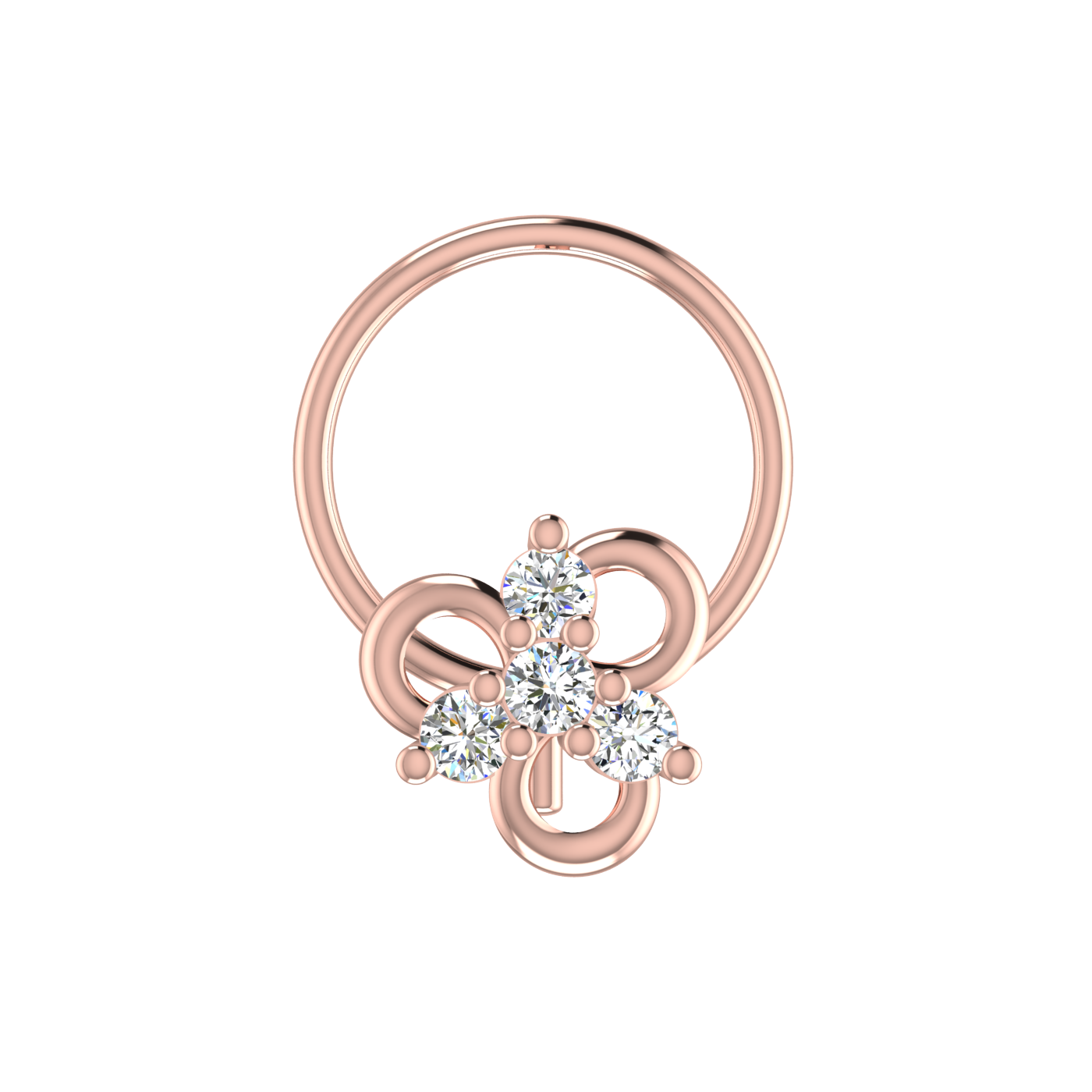 Floral Harmony Design 0.08ct Lab Grown Diamond Nose Pin