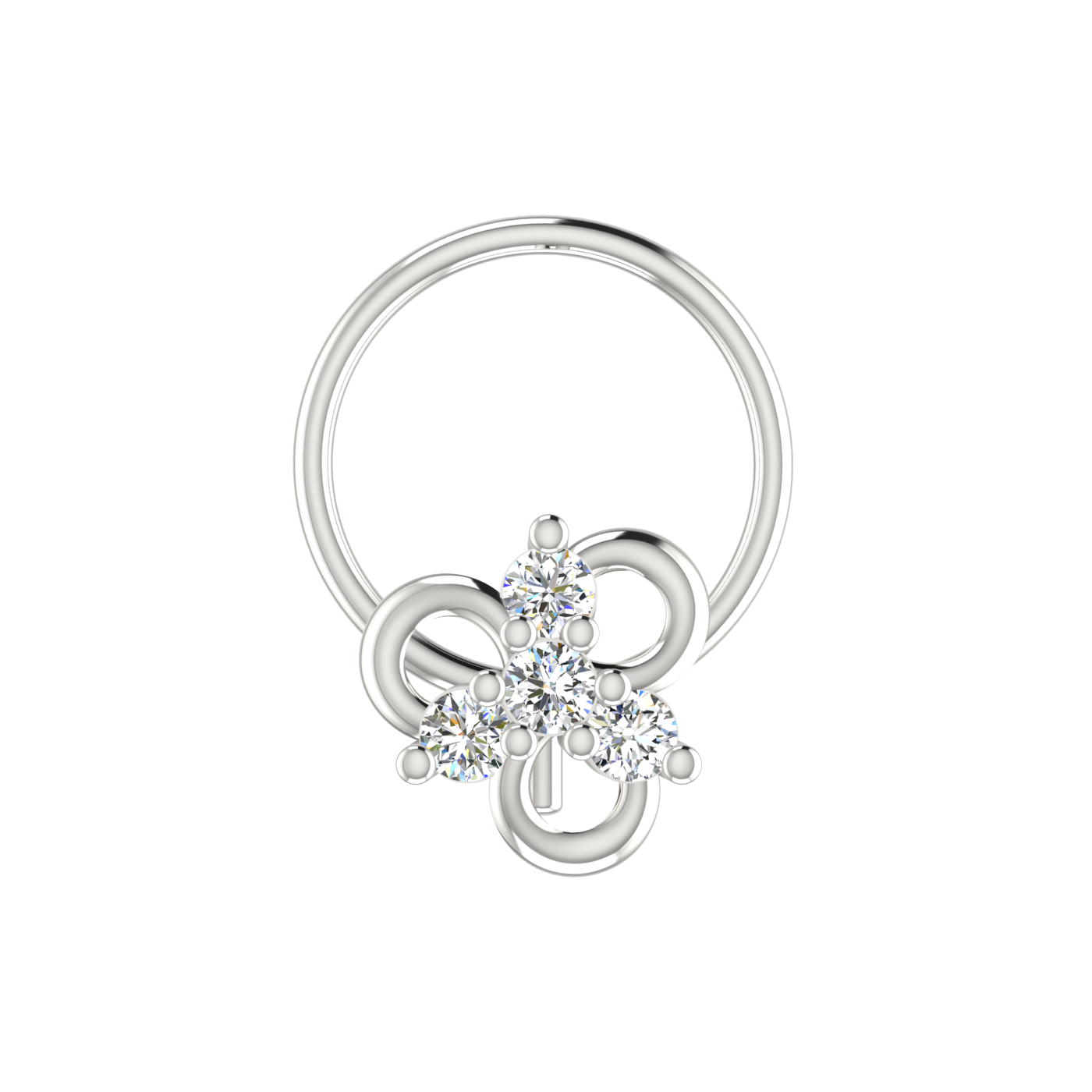 Floral Harmony Design 0.08ct Lab Grown Diamond Nose Pin