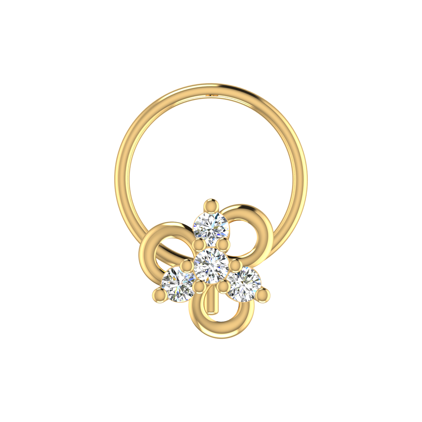 Floral Harmony Design 0.08ct Lab Grown Diamond Nose Pin