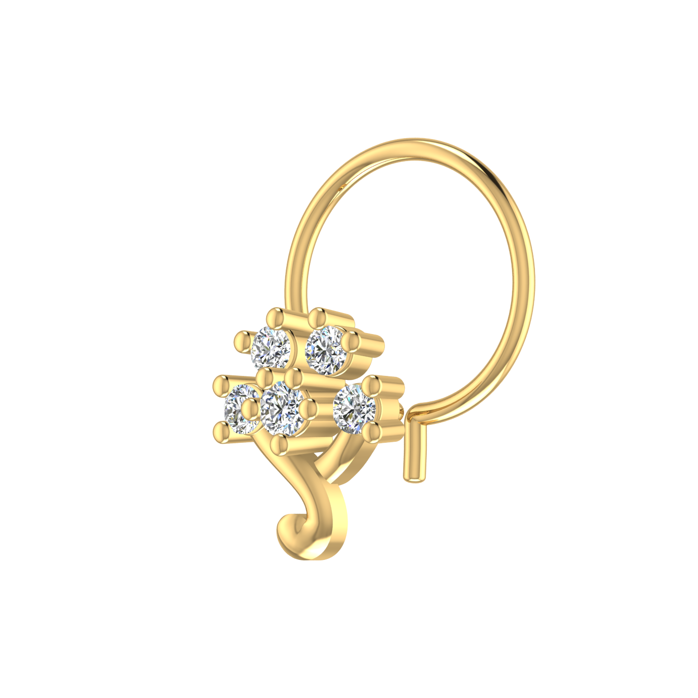 Serene Bloom Design 0.097ct Natural Diamond Nose Pin
